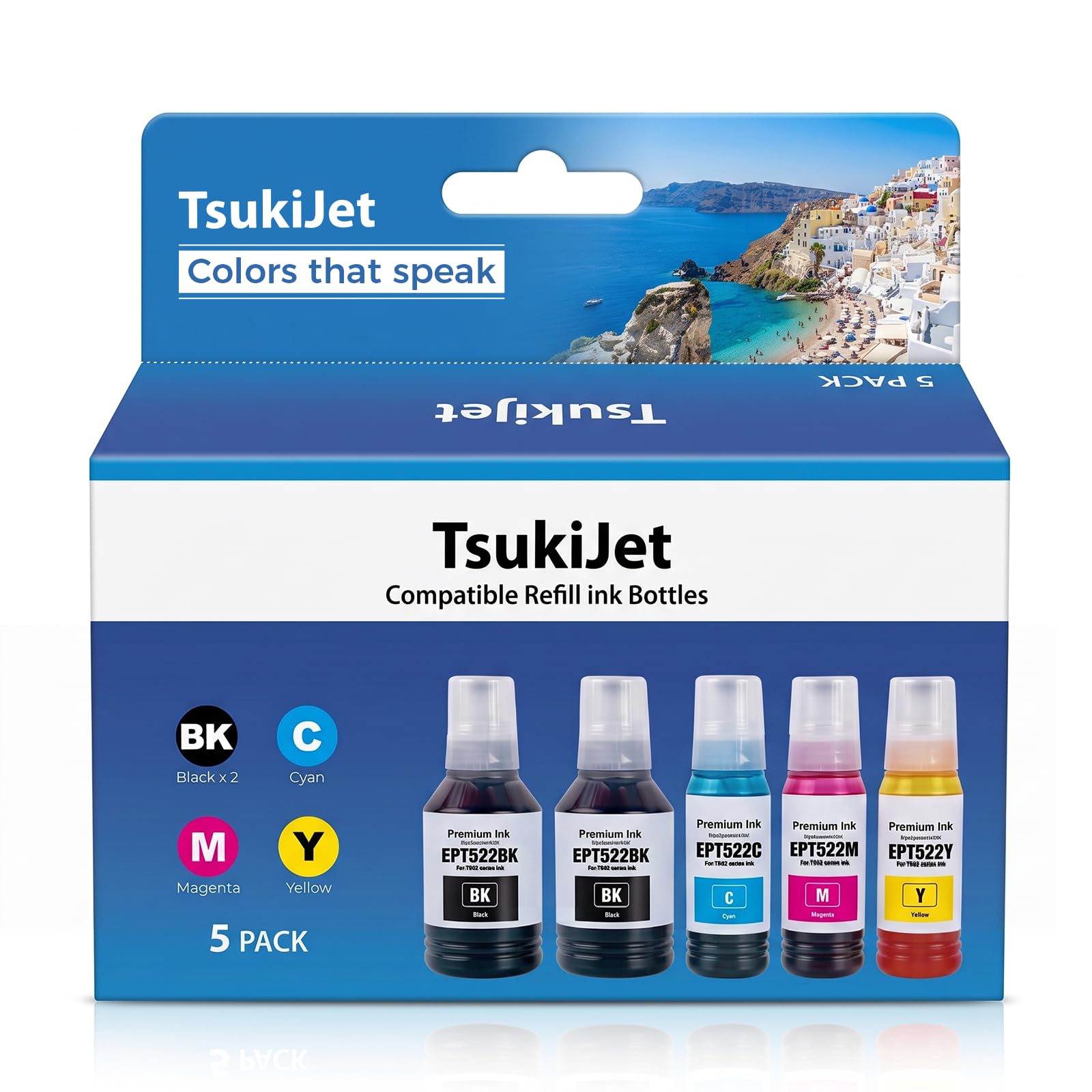Photo 1 of TsukiJet T522 Ink Refill Bottles for Epson EcoTank