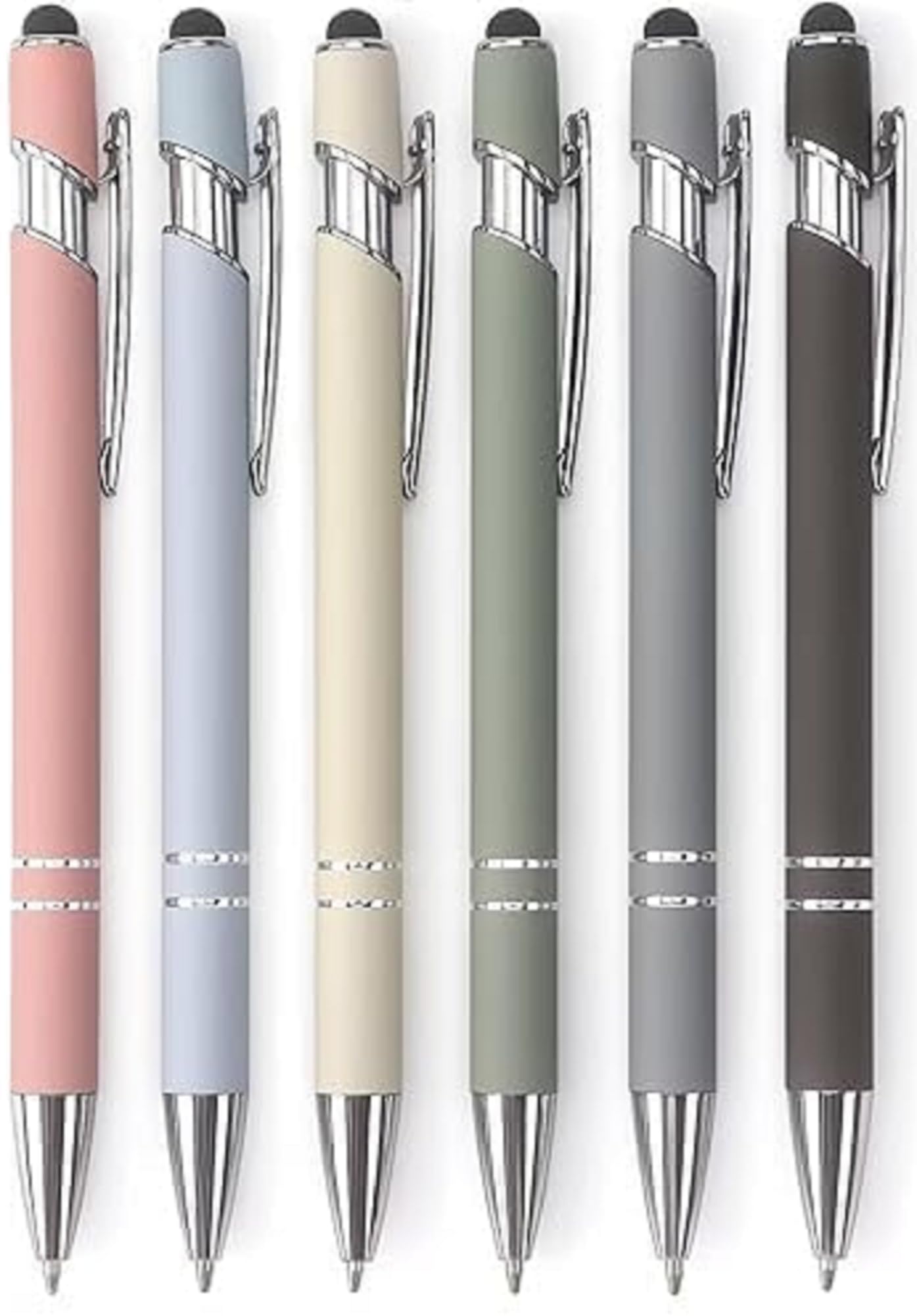 KESI Ornaments 6PCS 2 in 1 Stylus Pen Multi Colour Set, Retractable Stylus Ballpoint Pens,Black Ink Touch Screen Pens, Pastel Metal Pen for Tablet Smartphone, Smooth Writing Office School Supplies-image-15