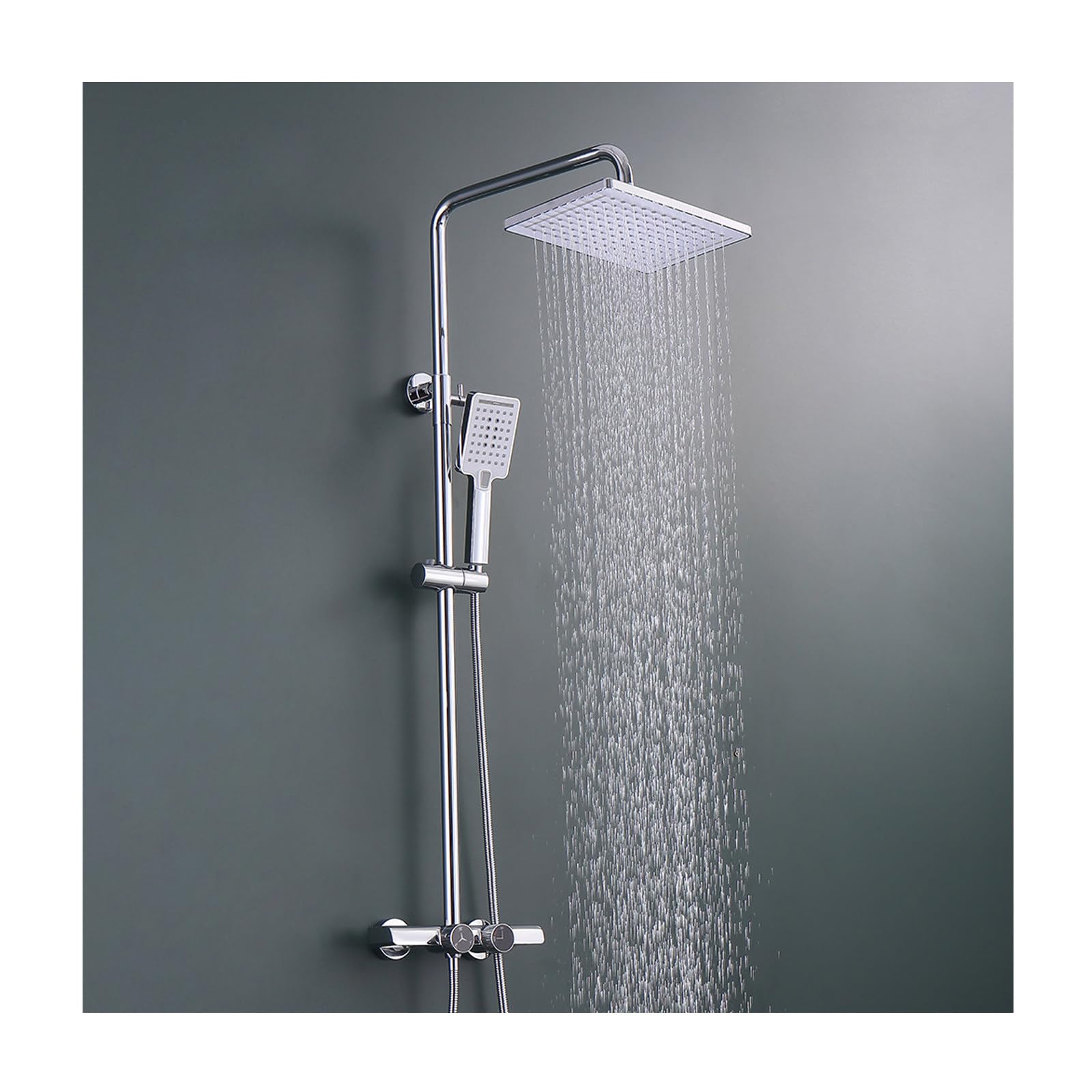 Colonne de douche chrome chic à hauteur réglable avec mitigeur élégant