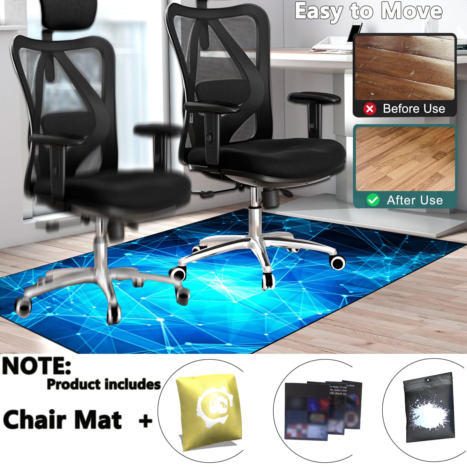 Gaming Stuhl Unterlage 130x150 Cm – Schutzmatte Für Parkett & Harte Böden, Rutschfest & Leicht Zu Reinigen