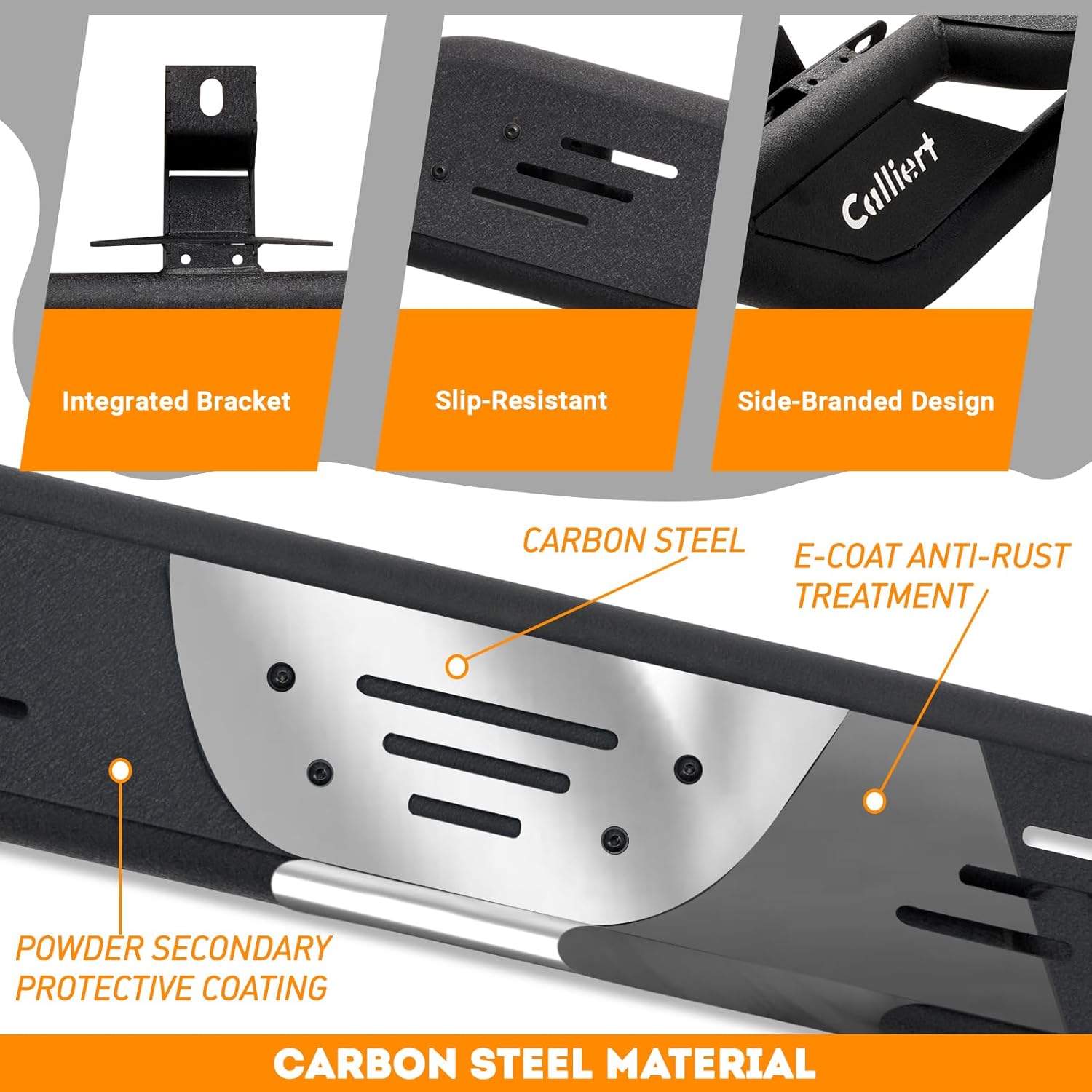 CALLIERT Running Boards Compatible with 2007-2018 Jeep Wrangler JK 2 Doors, Heavy Duty Bolt-on Steel Side Steps, Powder Coated Black Step Bars