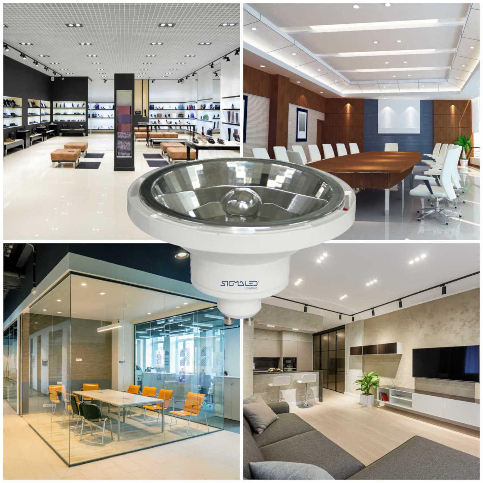 Sigmaled lighting, FOCO LED AR111 REGULABLE GU10 14W (=110W halógeno), 1000 lúmenes, blanco NATURAL 4000K, Bombilla led AR111 para interior, 5 Unidad