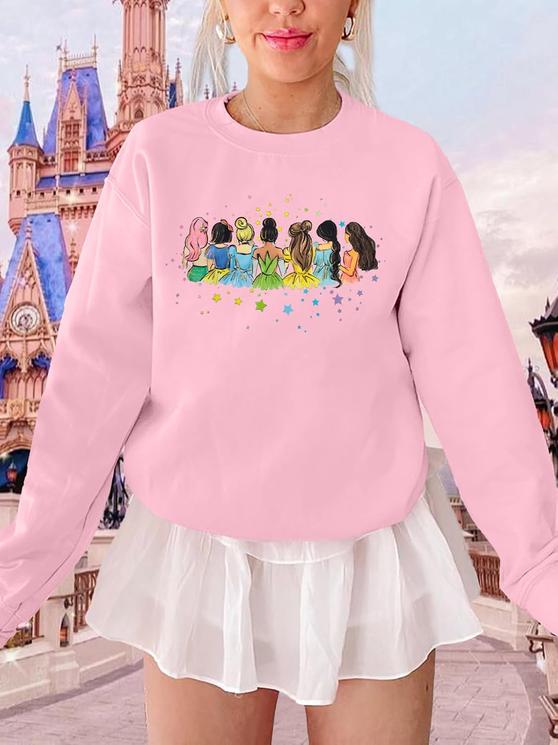 UNIQUEONE Magical Princess Sweatshirt for Women: Cute Magic Kingdom Princess Sweater Family Vacation Trip Pullover Tops - Image 3