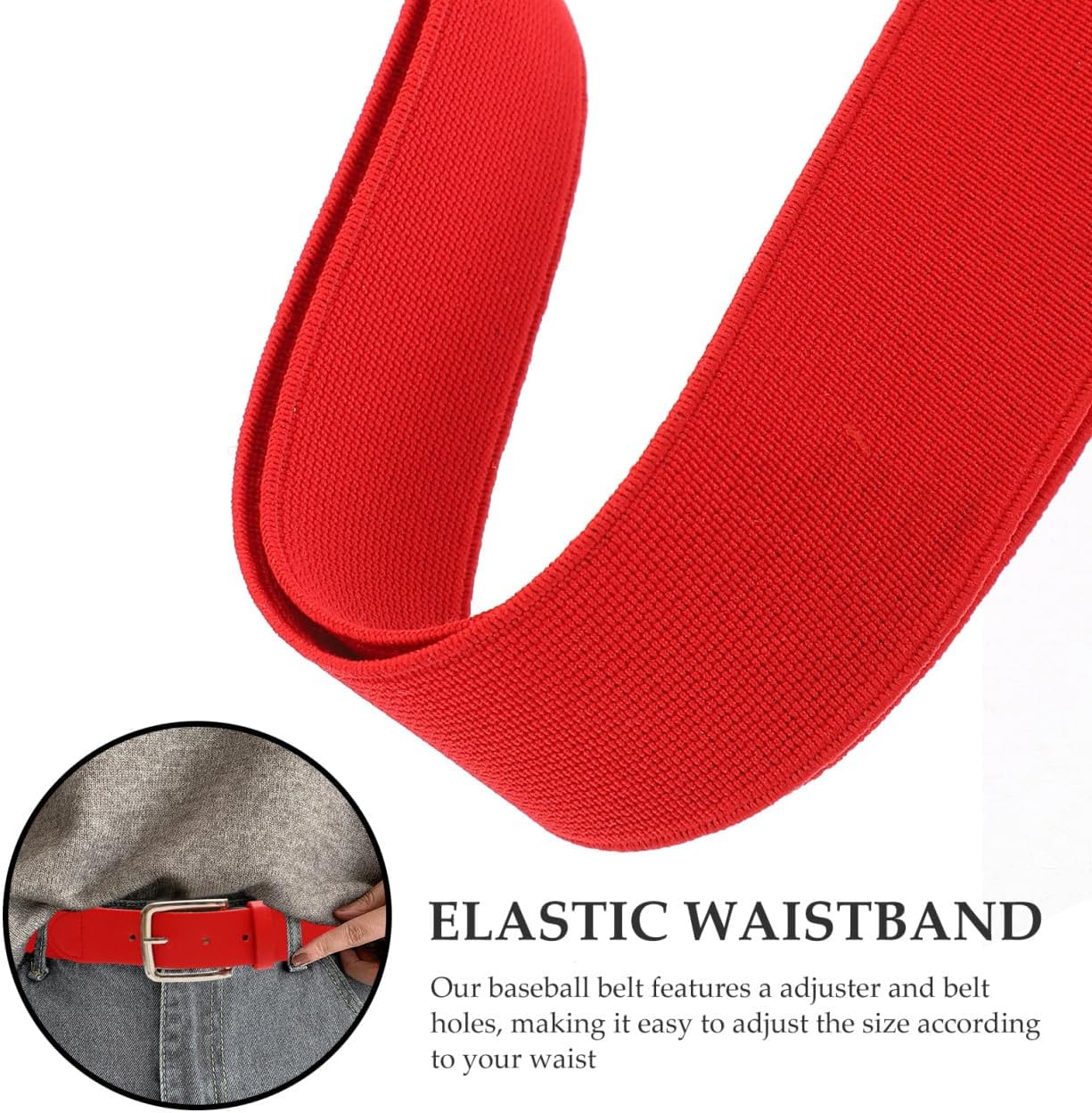 Ciieeo Elastic Baseball Belt for Men and Women Red Imitation Leather Softball Belt for Youth and Students