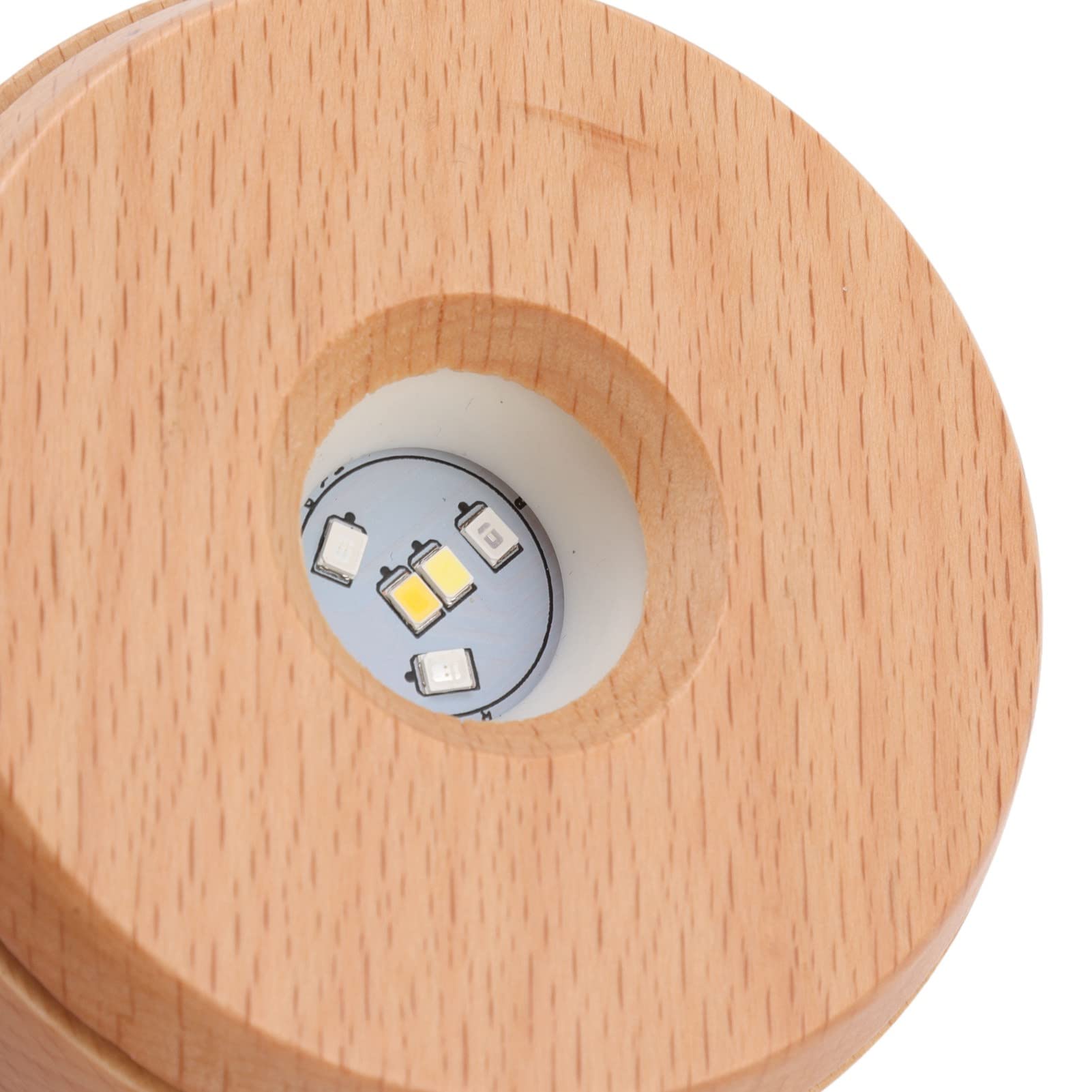 Base Girevole In Legno Con Luci LED Colorate E Dimmer Touch, Per Espositori E Statuette - 5