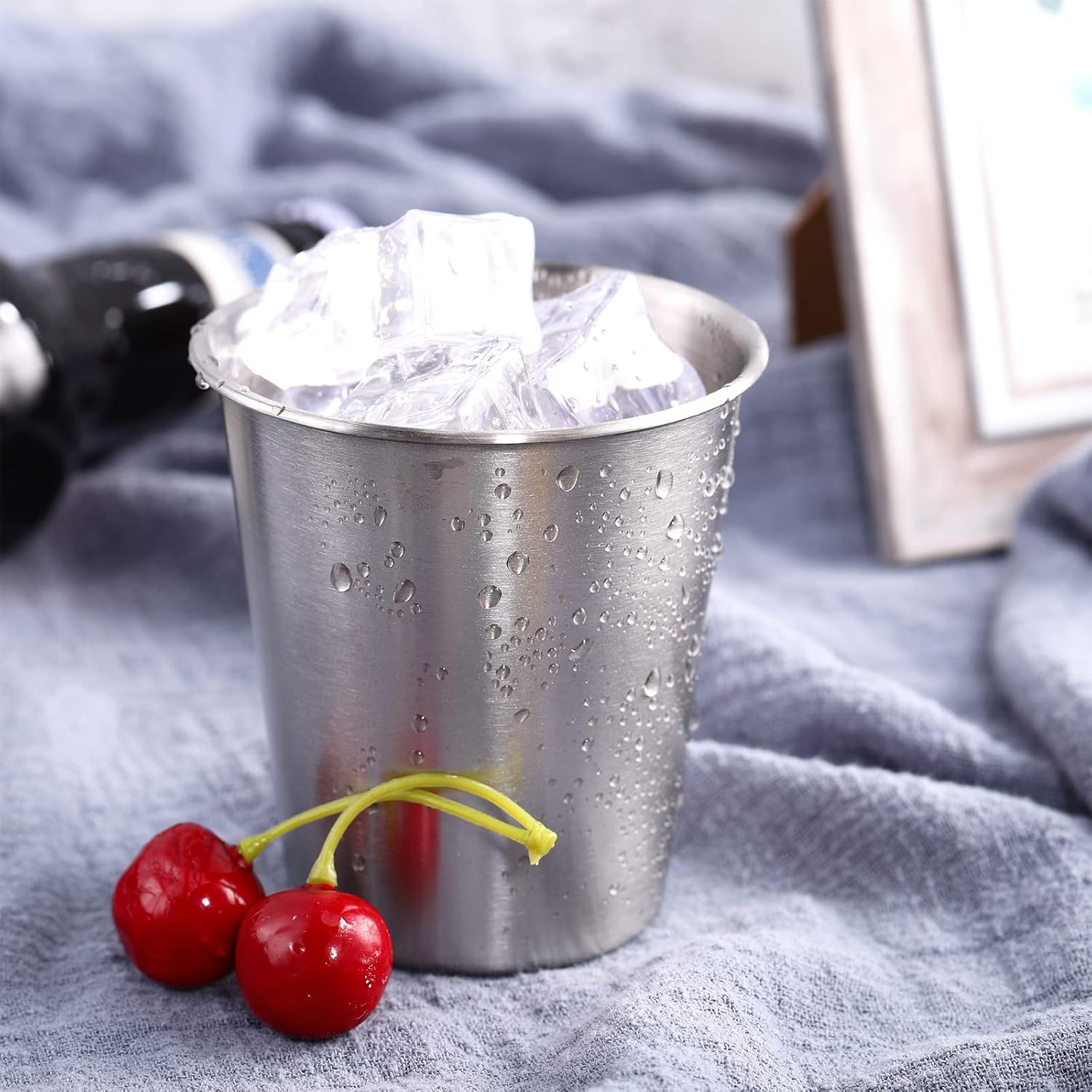 Baderke 16 Pack Stainless Steel Cups for Kids and Adult Pint Tumbler Metal Cups Stackable Tumbler Shatterproof Metal Drinking Glasses for Travel Outdoor Camping(10 Oz/ 300 ml) - Image 6