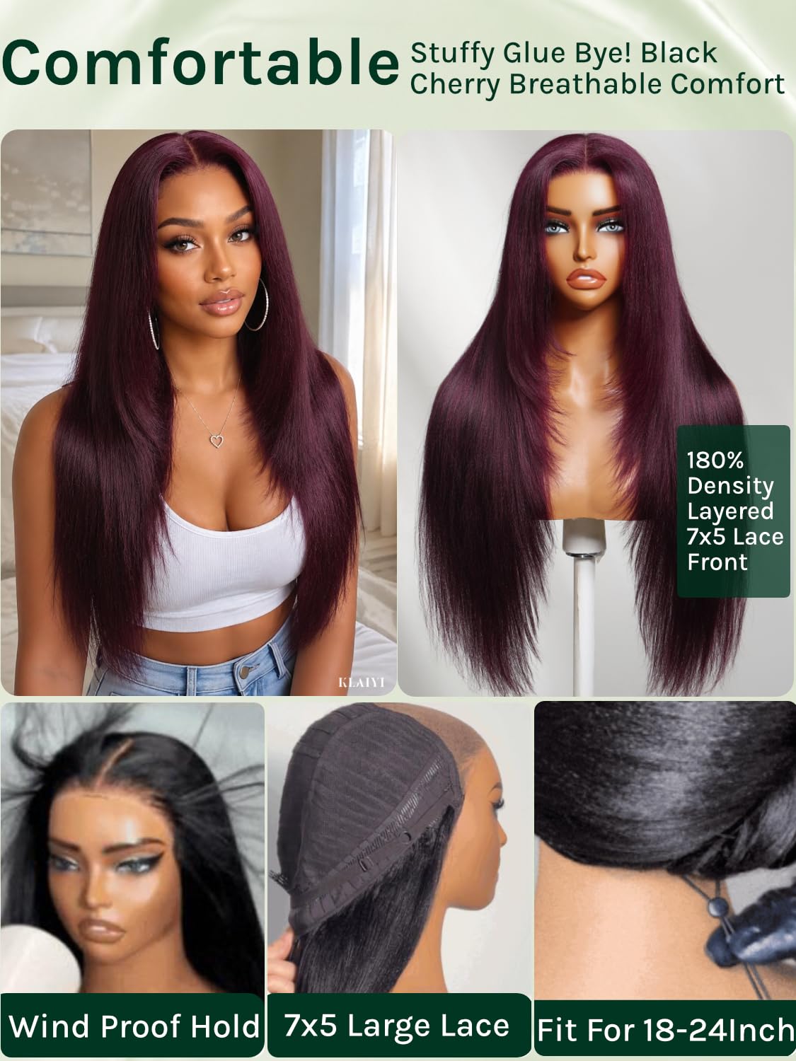 Amazon.com: KLAIYI Black Cherry Layered Straight 7x5 Pre Cut Lace