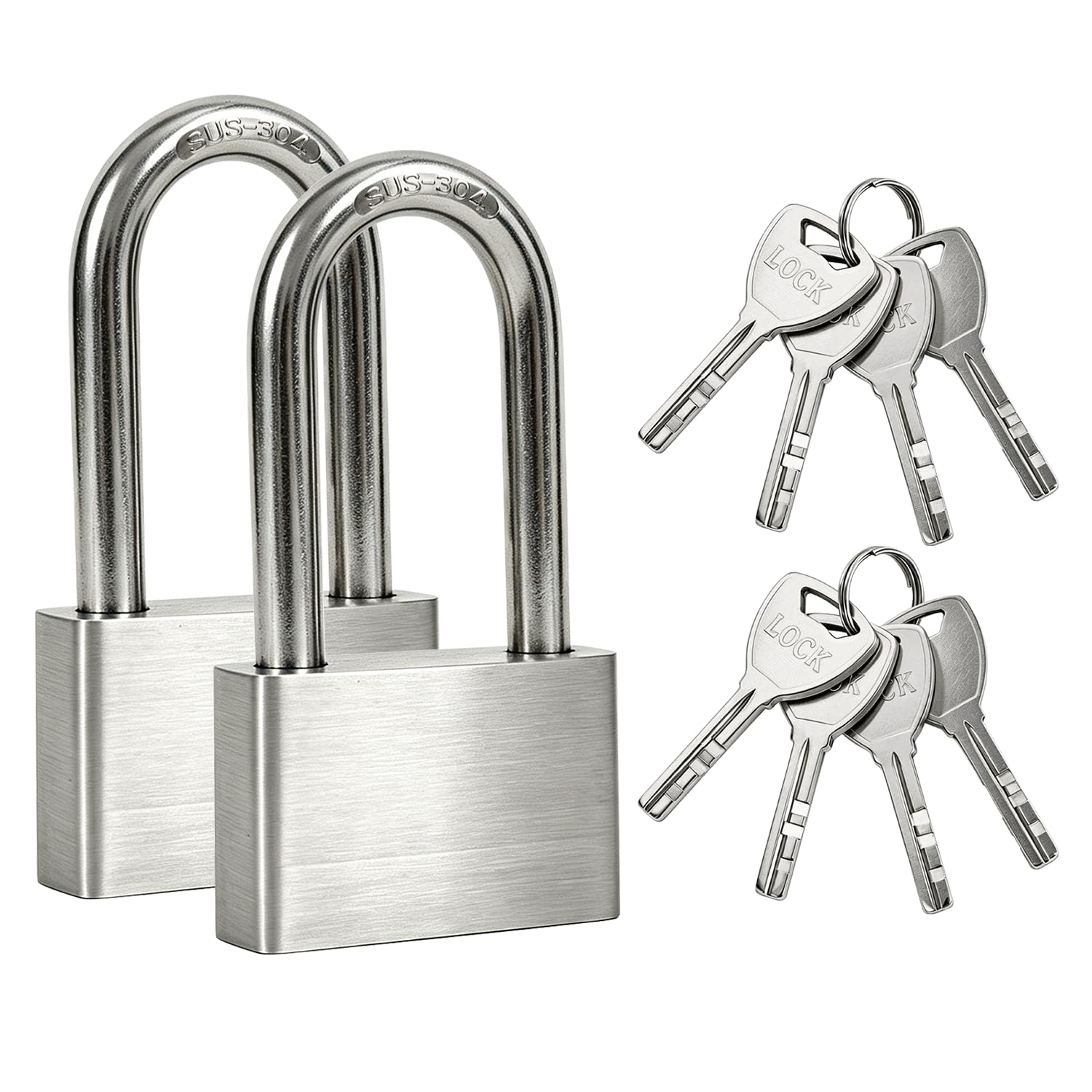 304 Stainless Steel Heavy‑Duty Padlock Keyed Alike Locks 2 Pack