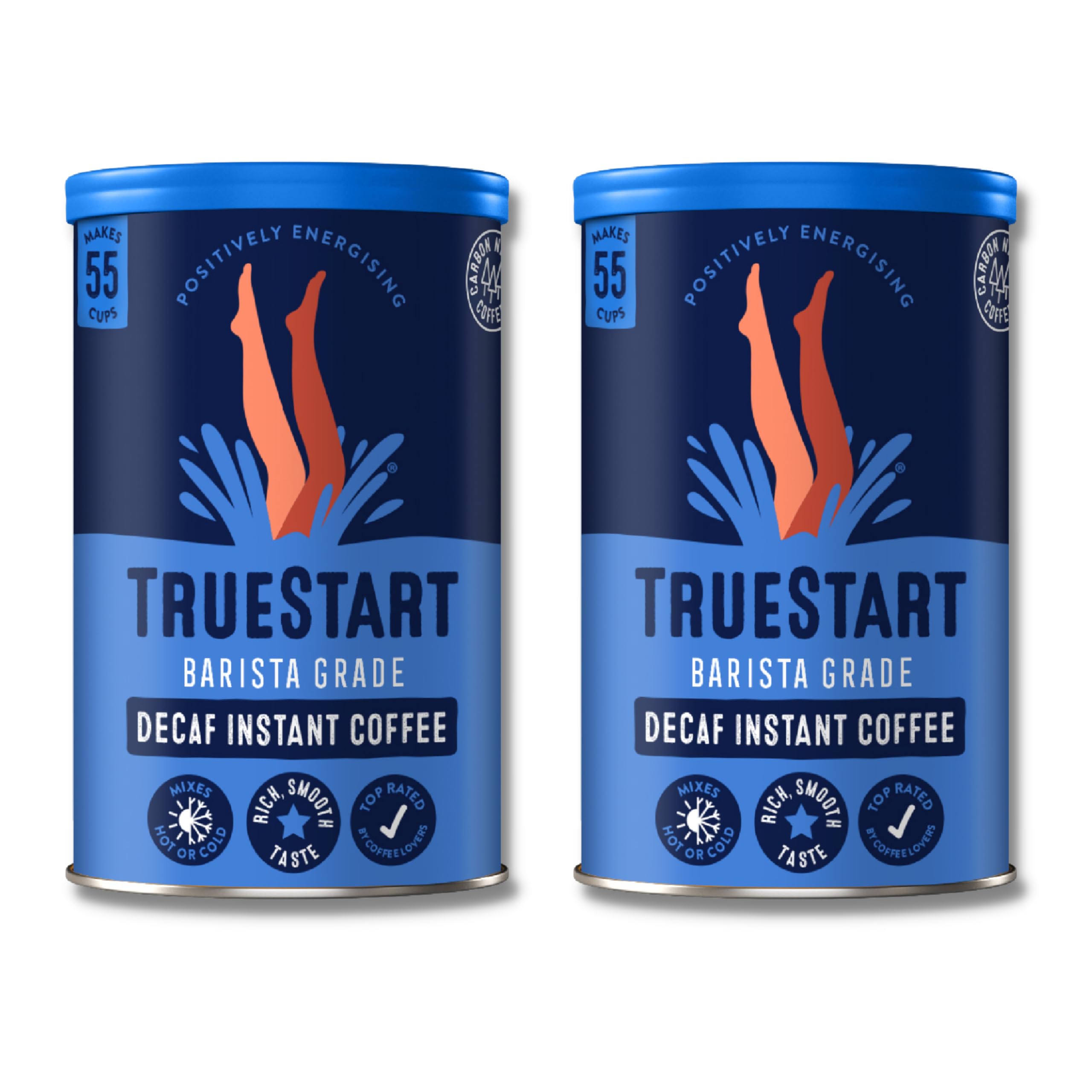 TrueStart Barista Grade Decaf Coffee – 100% Full Flavour Instant Coffee, 2 Pack (100g Each, 110 Cups), Mycotoxin-Free & Rich in Antioxidants, Premium Freeze-Dried, Smooth Rich Roast, Decaffeinated