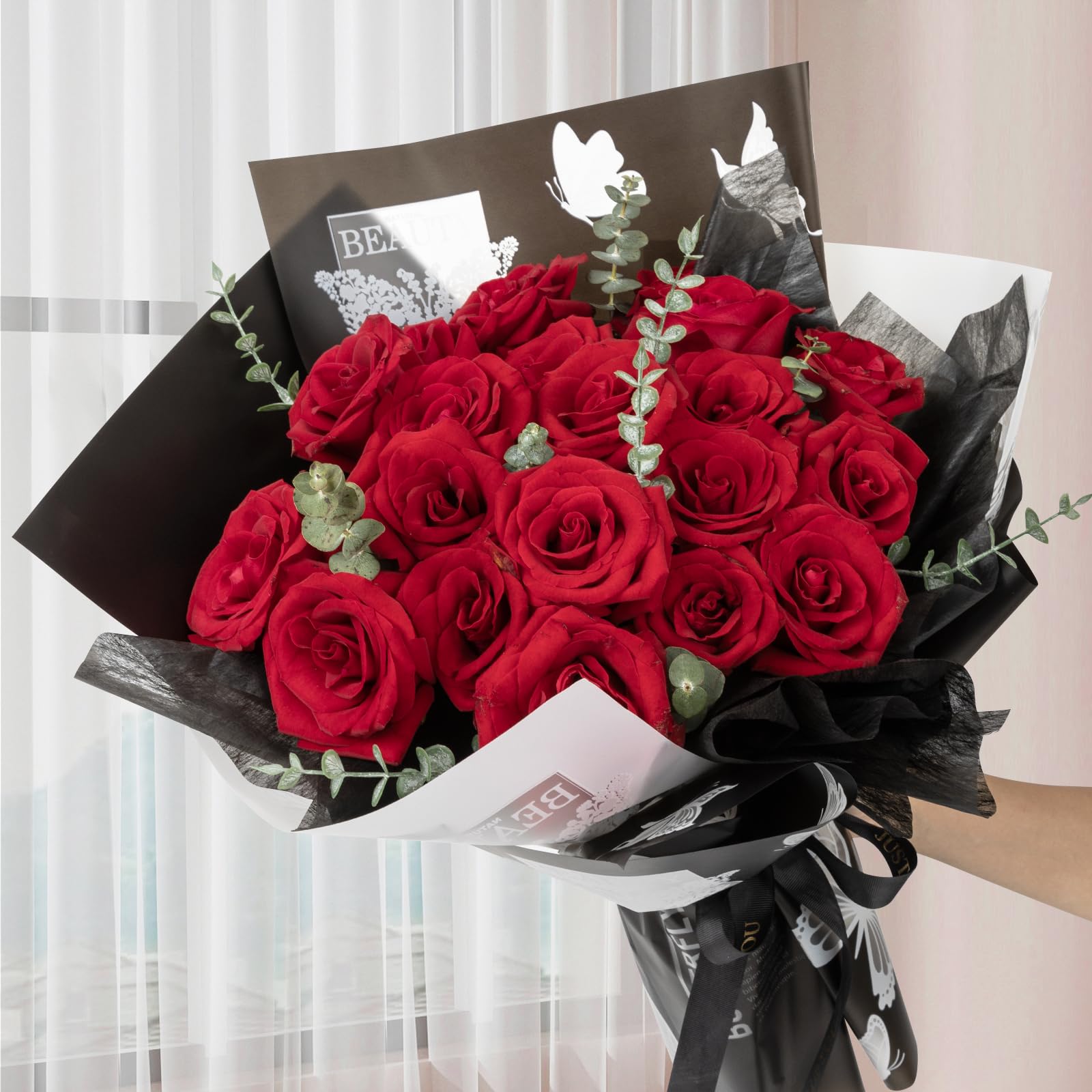 Eageus 60 Hojas De Papel De Regalo Floral, Papel De Embalaje De Ramo De Flores Impermeable