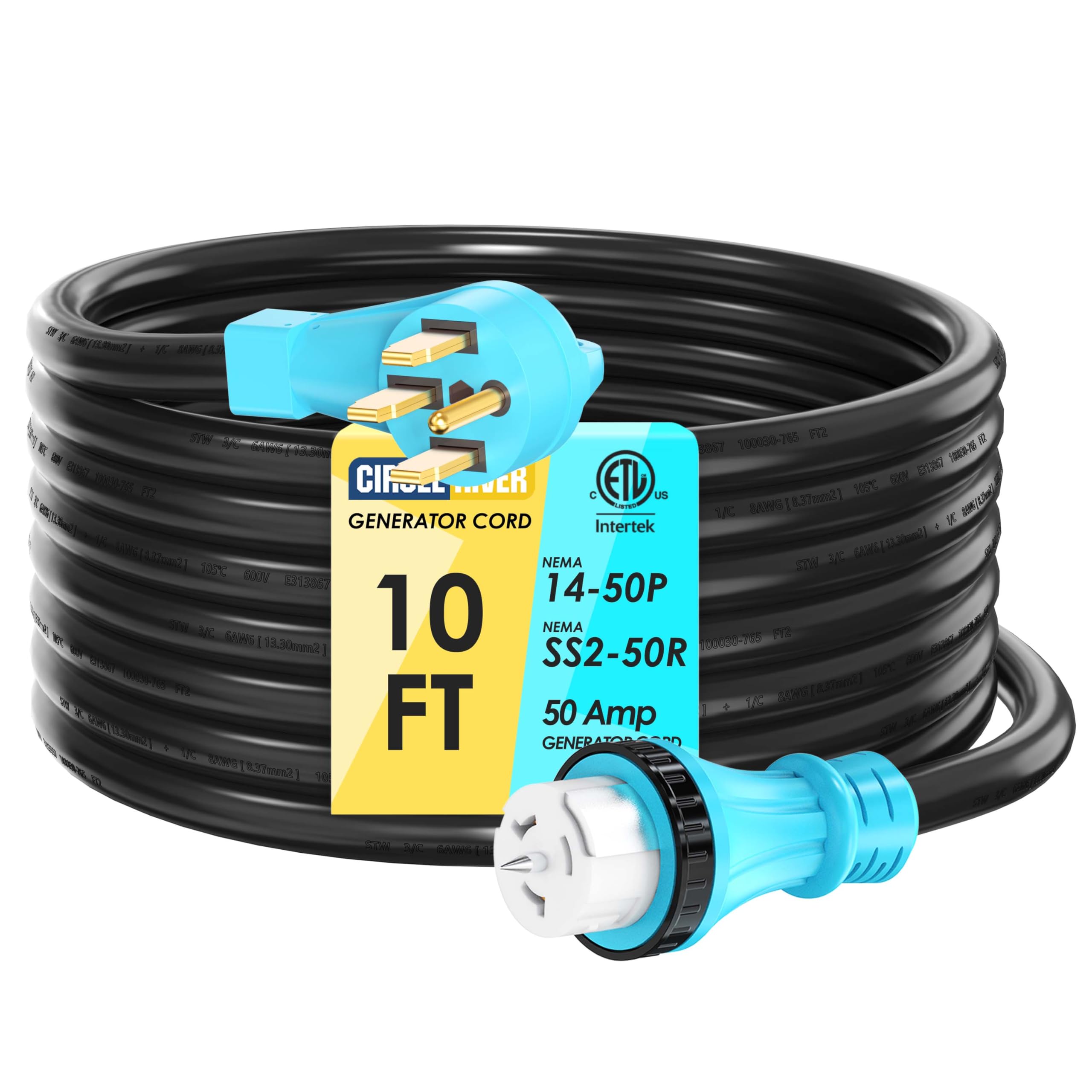 Amazon.com: CircleRiver 50 Amp 10 Feet Generator Extension Cord