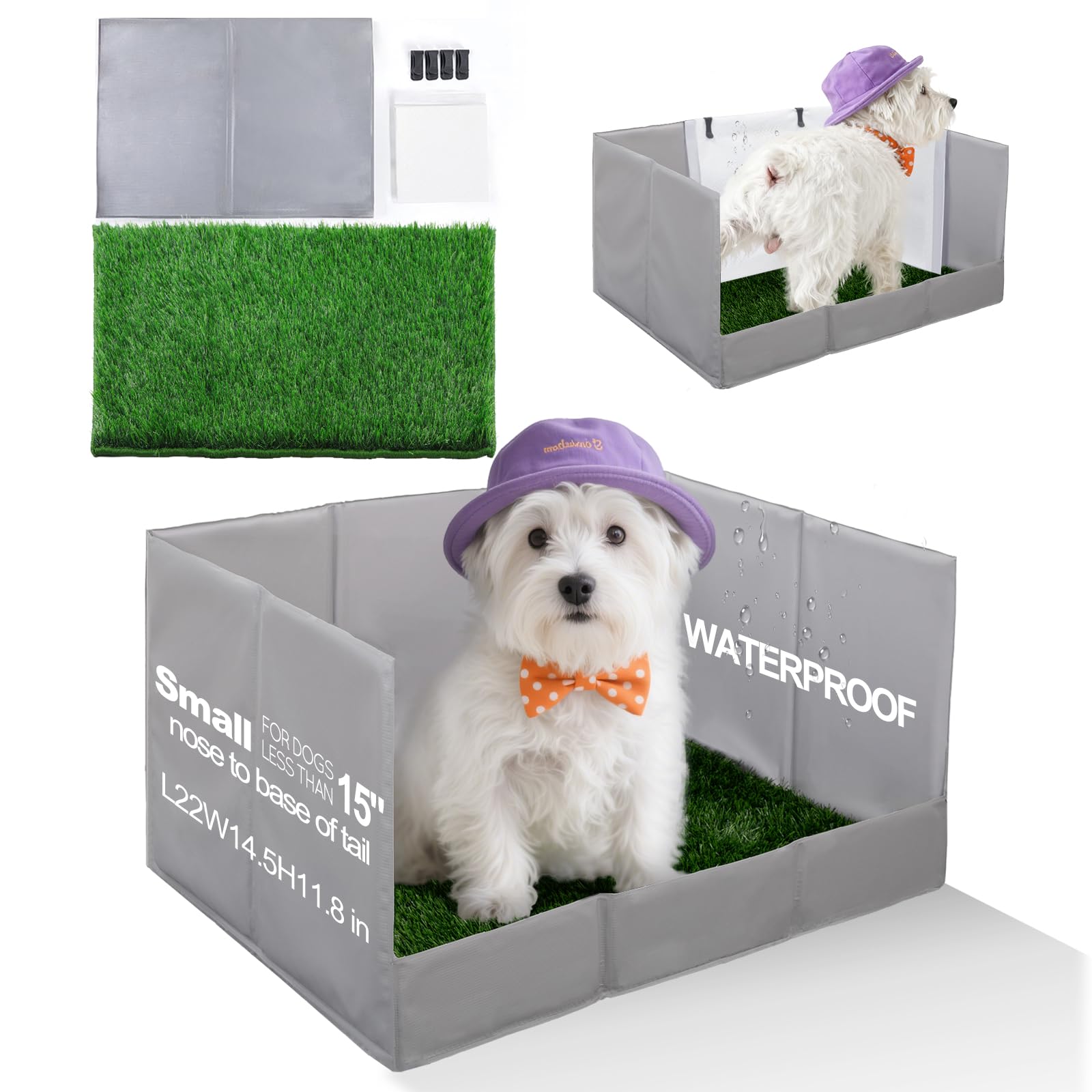 Photo 1 of HQ4US 4LEGS Dog Grass Pad with Tray Foldable Dog Litter Box High Walls, Odor Free Artificial Grass for Dogs Potty, Pee Pad Holder, Seamless, No Assembly, Waterproof, Easy Clean, Portable for Travel