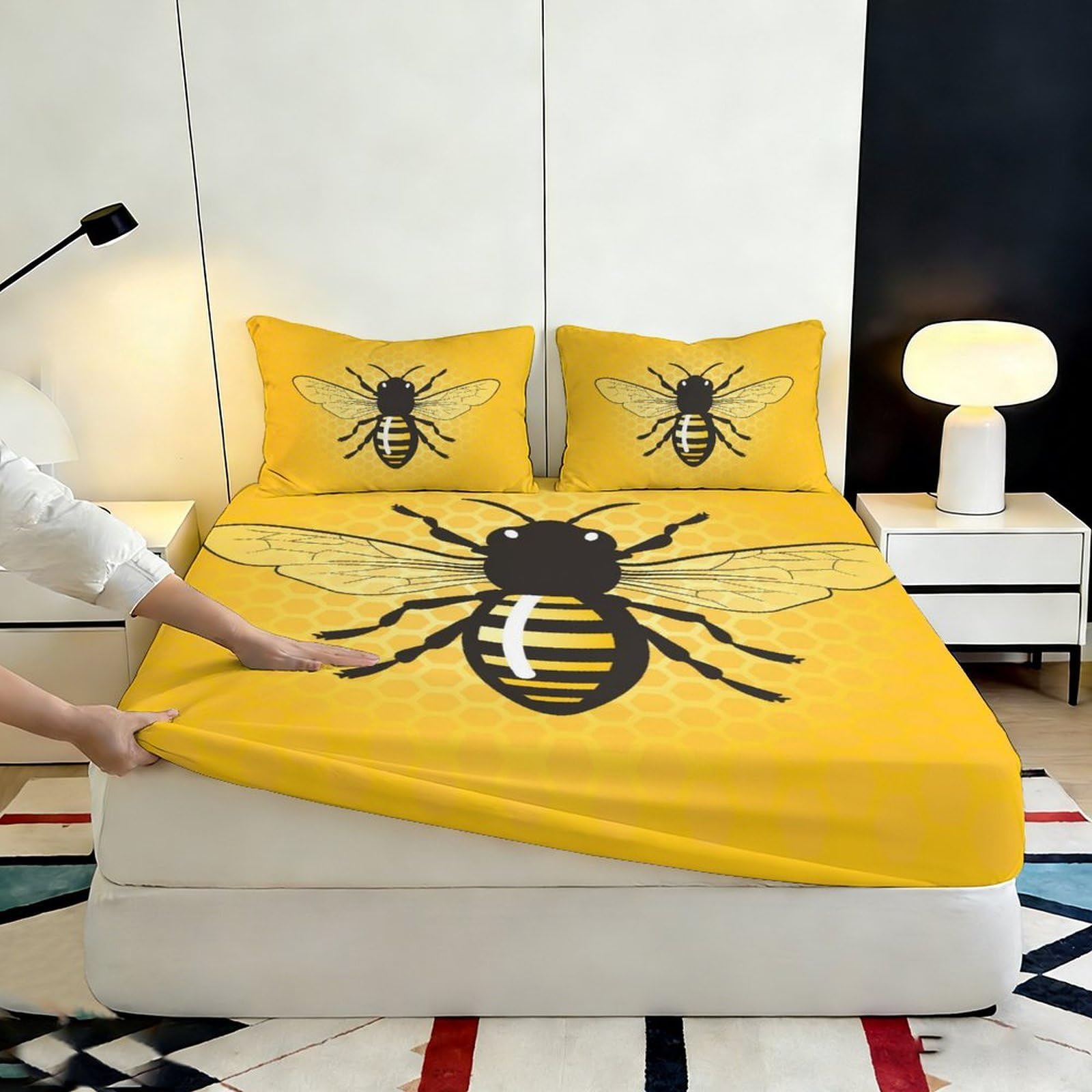 Lenzuolo con angoli elasticizzati con stampa 3D, in microfibra, antiscivolo, facile da pulire, resistente, 180 x 200 x 25 cm