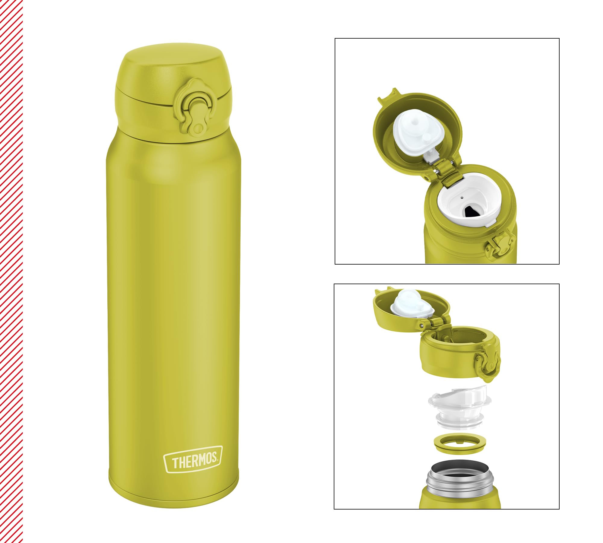 THERMOS ULTRALIGHT BOTTLE 0,75 l, błyszczący zielony mat, termos ze stali nierdzewnej, 10 gorących/zimnych 20 h, absolutnie szczelny, do wody, herbaty, napojów niegazowanych