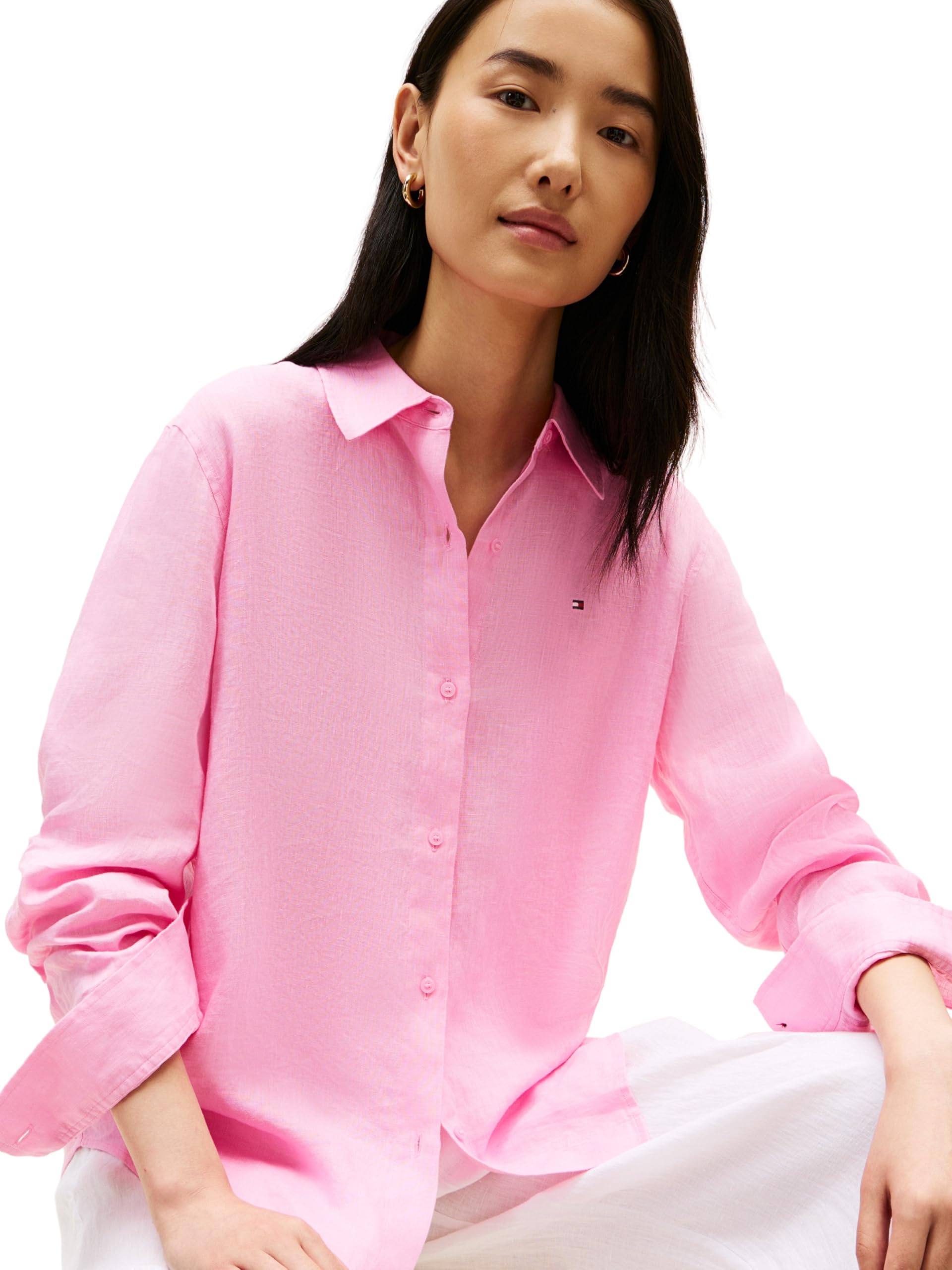 Tommy Hilfiger Ess Linen Relaxed Ls Shirt Ww0ww44679 Chemise L/S Femme (Lot de 1)