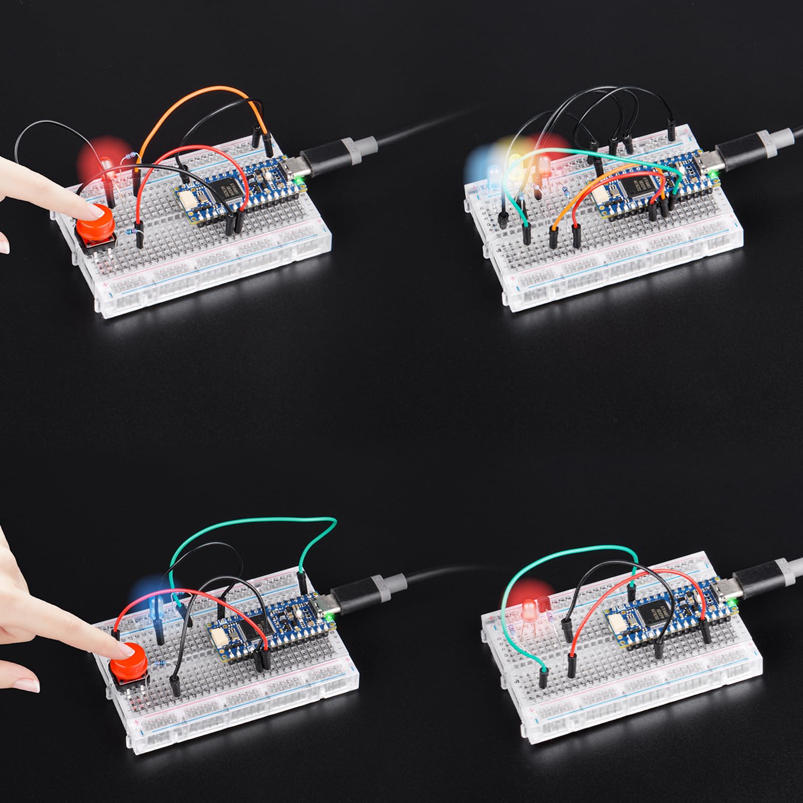 GeeekPi DIY Kit for Arduino Nano R4 with Headers, Beginner Electronics Learning Set, Includes Breadboard, LEDs, Resistors, Transistors,Push Buttons,Jumper Wires,USB-C Programming Cable,with Tutorial — view 9