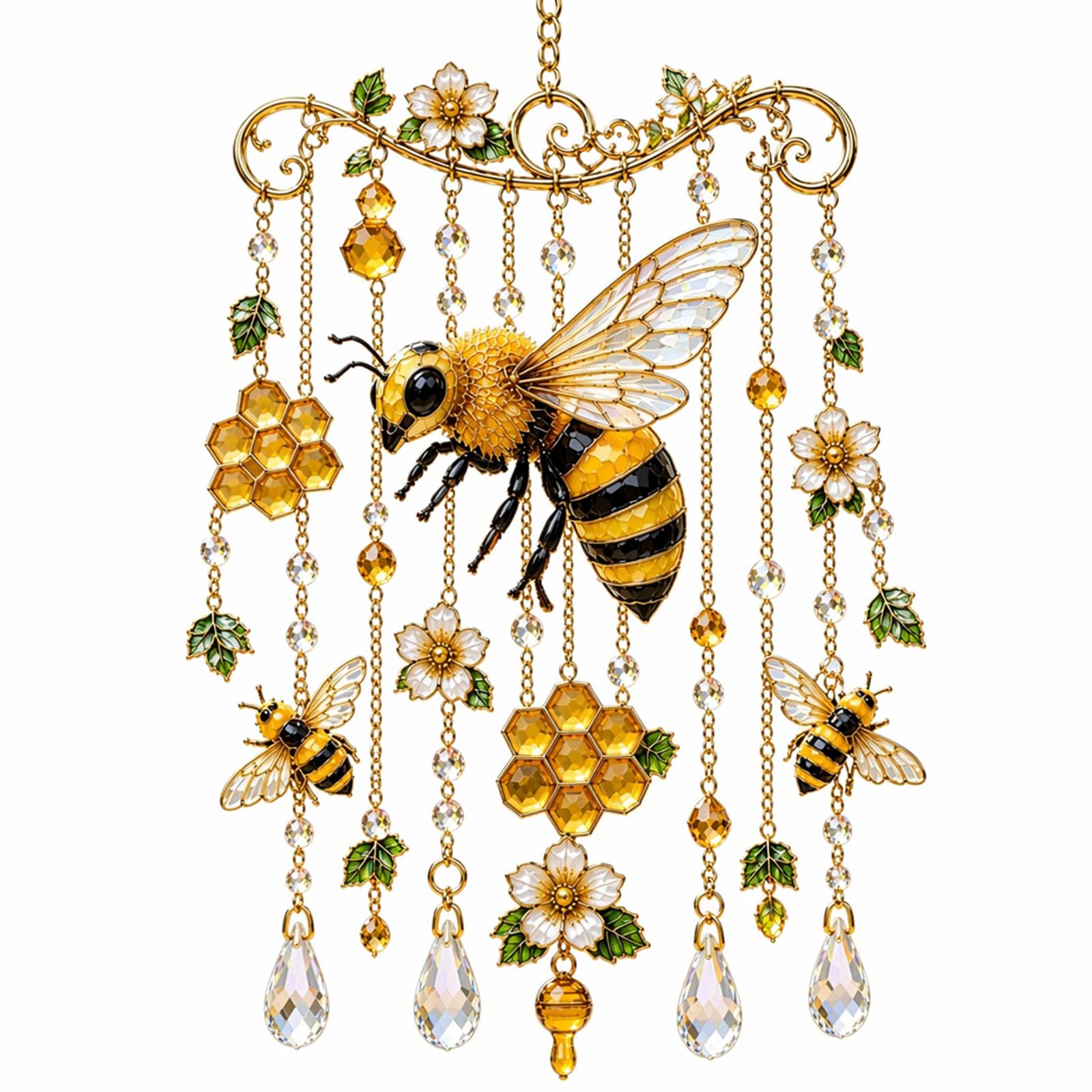 Generic Creative Bird Wind Chime Melodic Soothing Tone & Exquisite Craftsmanship Cute Hummingbird Wind Bells Indoor & Outdoor Versatility for Outside Garden Patio Backyard Decoration (Bee)