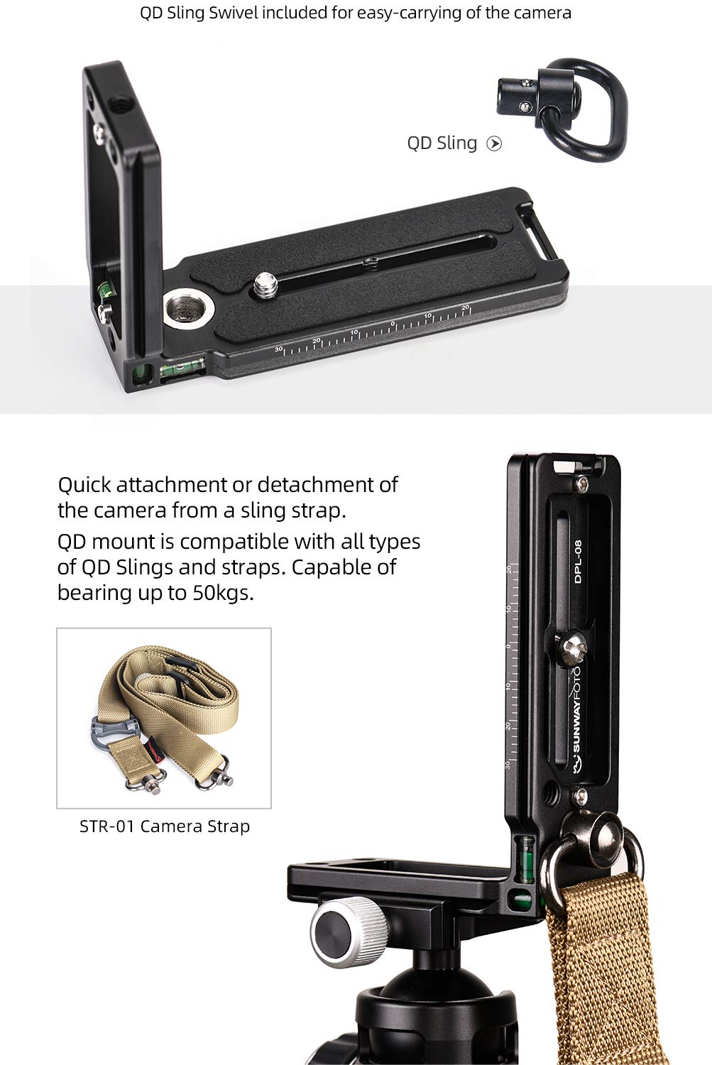 Soporte Cámara DSLR Video Soporte En L Para Cámara SUNWAYFOTO DPL-07 | Universal Para DSLR | Compatible Con Placas Arca Swiss | Con Nivel De Burbuja Compatible DSLR Vídeo