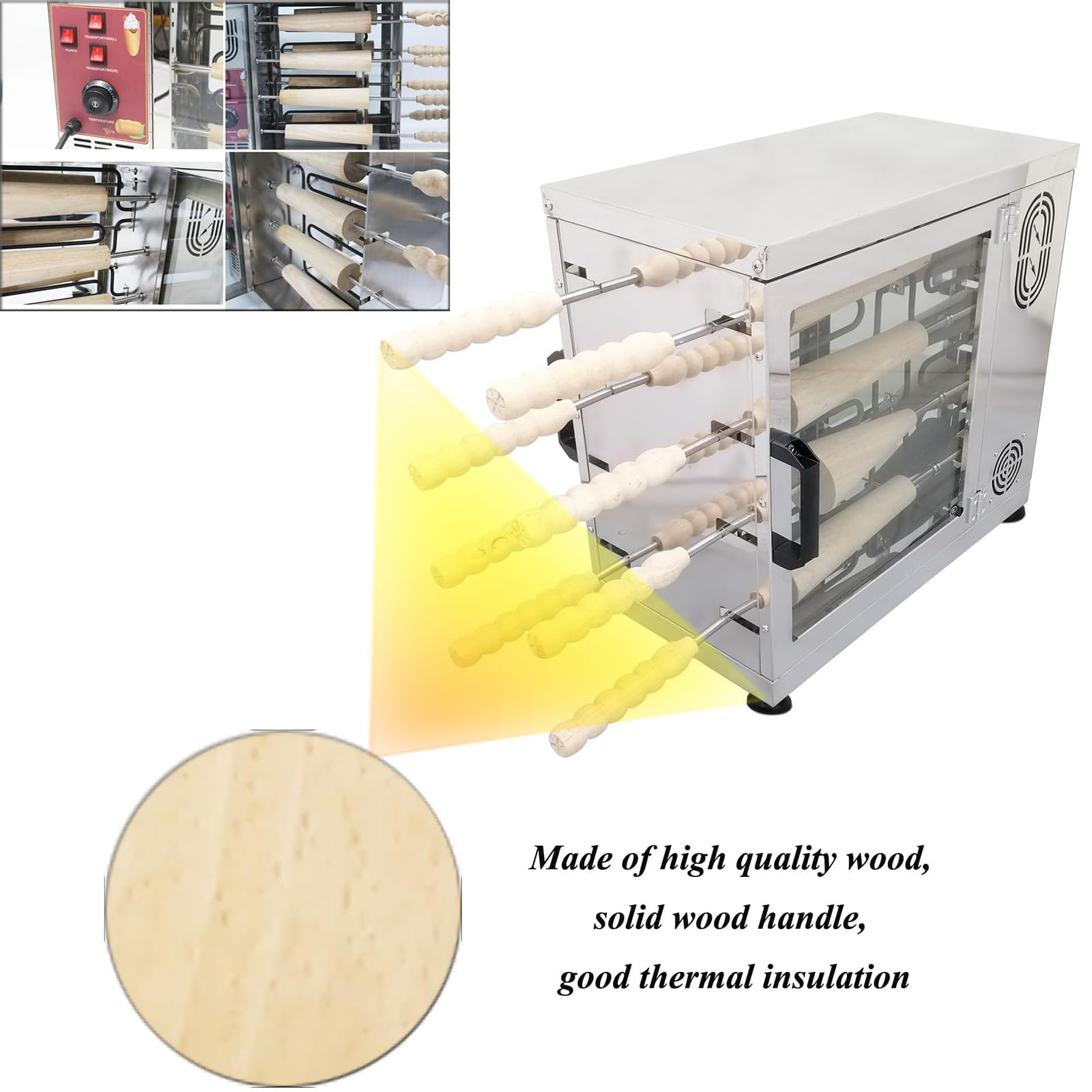Forno Elettrico per Dolci con Camino da 3000 W con 16 Rulli, Alta Temperatura 300 ℃/572 ℉, Produzione Efficiente 60-80 Pezzi/Ora per la Preparazione di Snack in Cucina