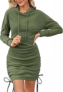 Aottori Women's Sweat Dress Long Sleeve Hoodie Dress Elegant Hoodie Long Autumn Dress Warm Sweatshirt with Hood Pullover Dress Autumn Winter