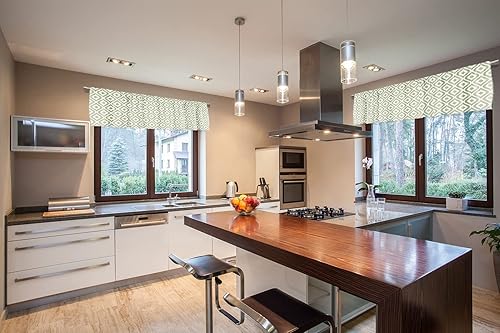 Miniatura 5 de Cenefa de cortina corta opaca con bolsillo para cortinero, diseño geométrico a cuadros, para decoración de cocina, dormitorio, 52 x 18 pulgadas,