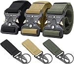 Ginwee 3-Pack Tactical Belt,Military Style Belt, Riggers Belts for Men, Heavy-Duty Quick-Release Metal Buckle with extra Molle Key Ring Holder Gears