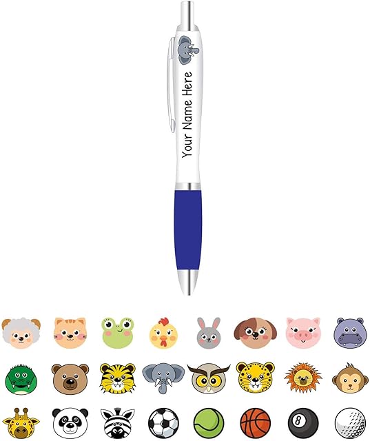 Personalised Children's Name Contour Pen *Football * - 1 Line of Printed Text - Blue Grip