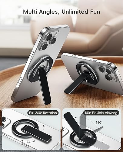 Miniatura 5 de Magtame Soporte magnético de doble cara para teléfono, soporte de escritorio magnético fuerte para Mag&Safe y Smartphone, diseño plegable y