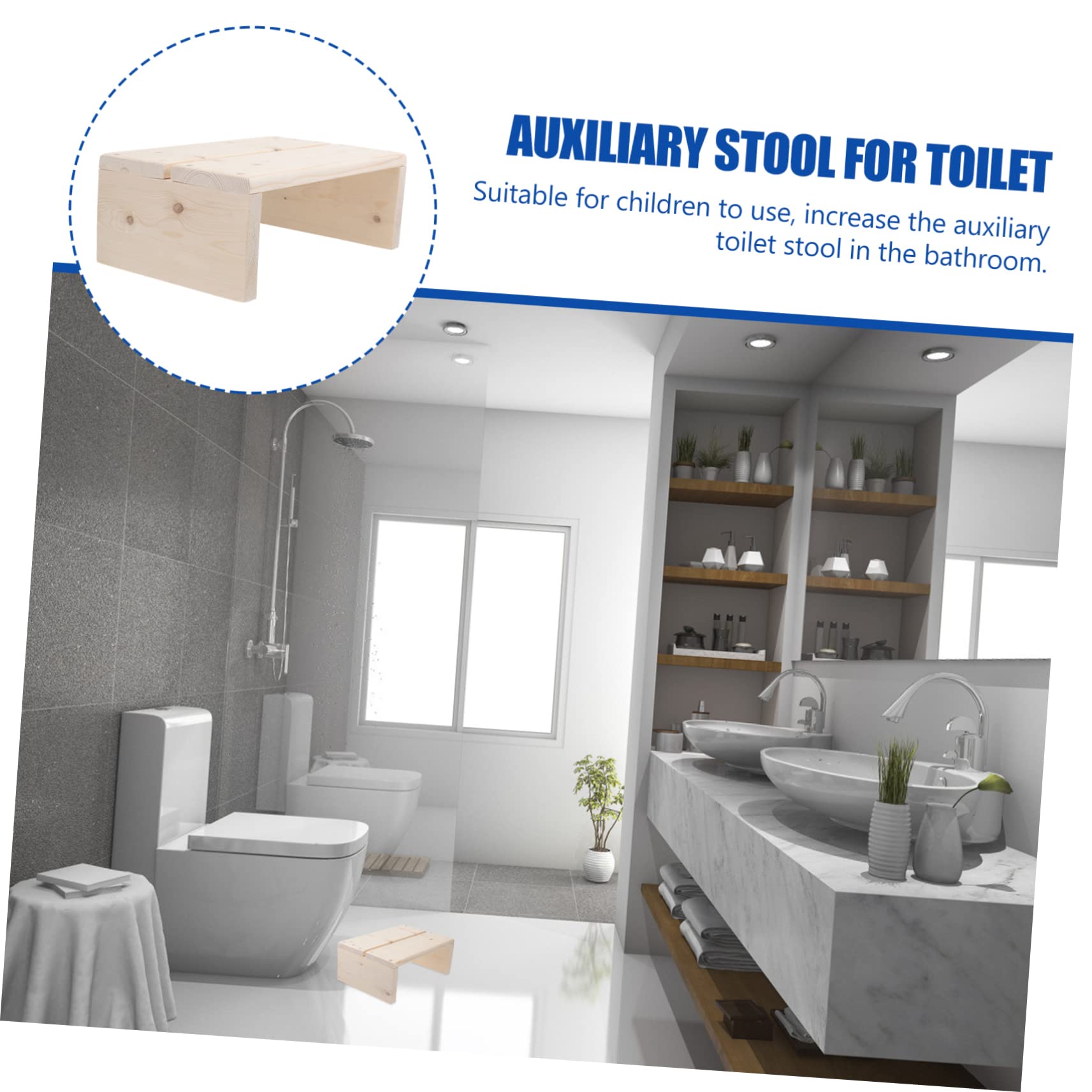 Sgabello Bagno in Legno Antiscivolo, Rialzo Toilette