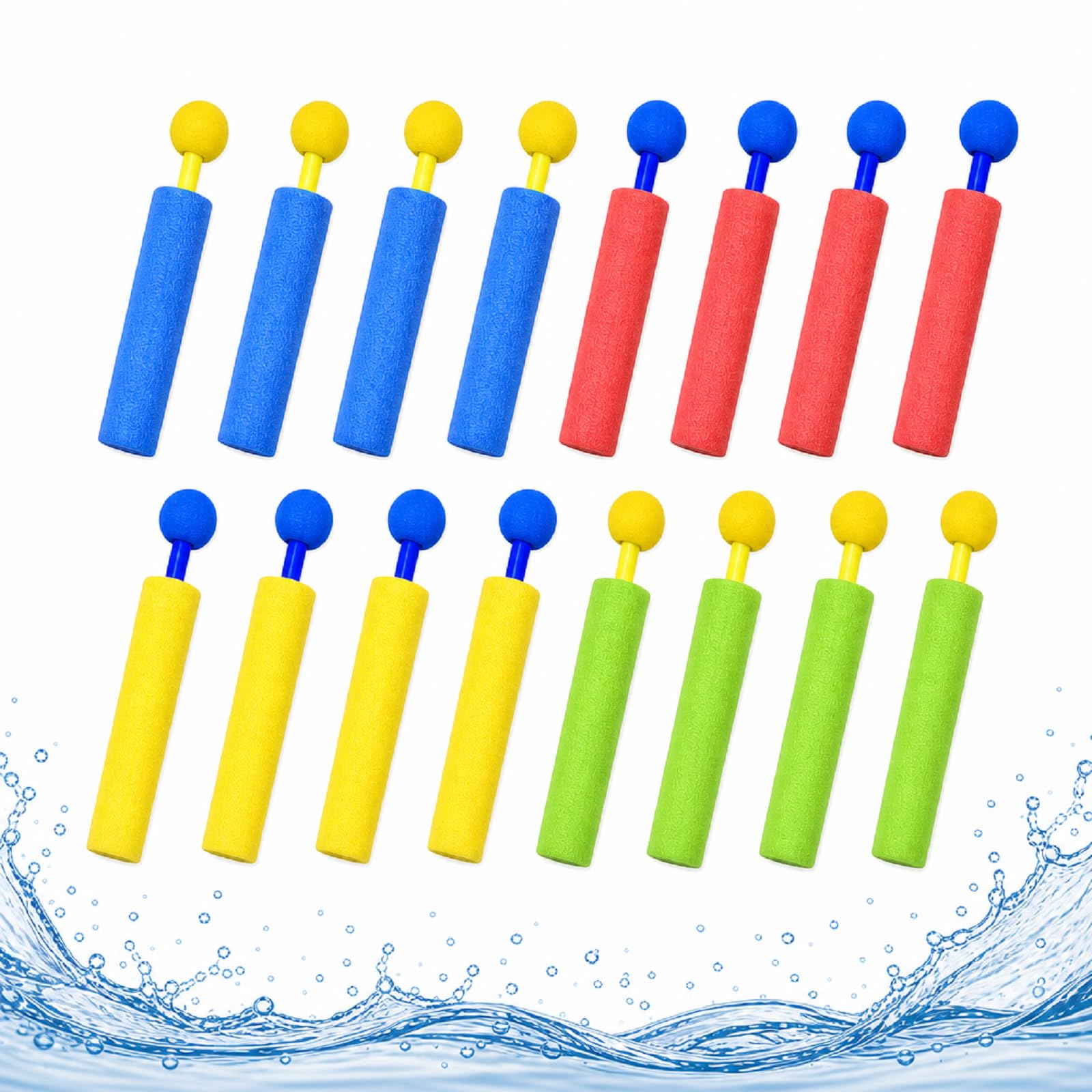 Pistolas de Agua de Espuma para Niños, Pack de 16 Mini Juguetes Acuáticos, Juguetes de Piscina para Niños y Niñas, Juguetes de Verano para Playa, Jardín y Fiesta Infantil