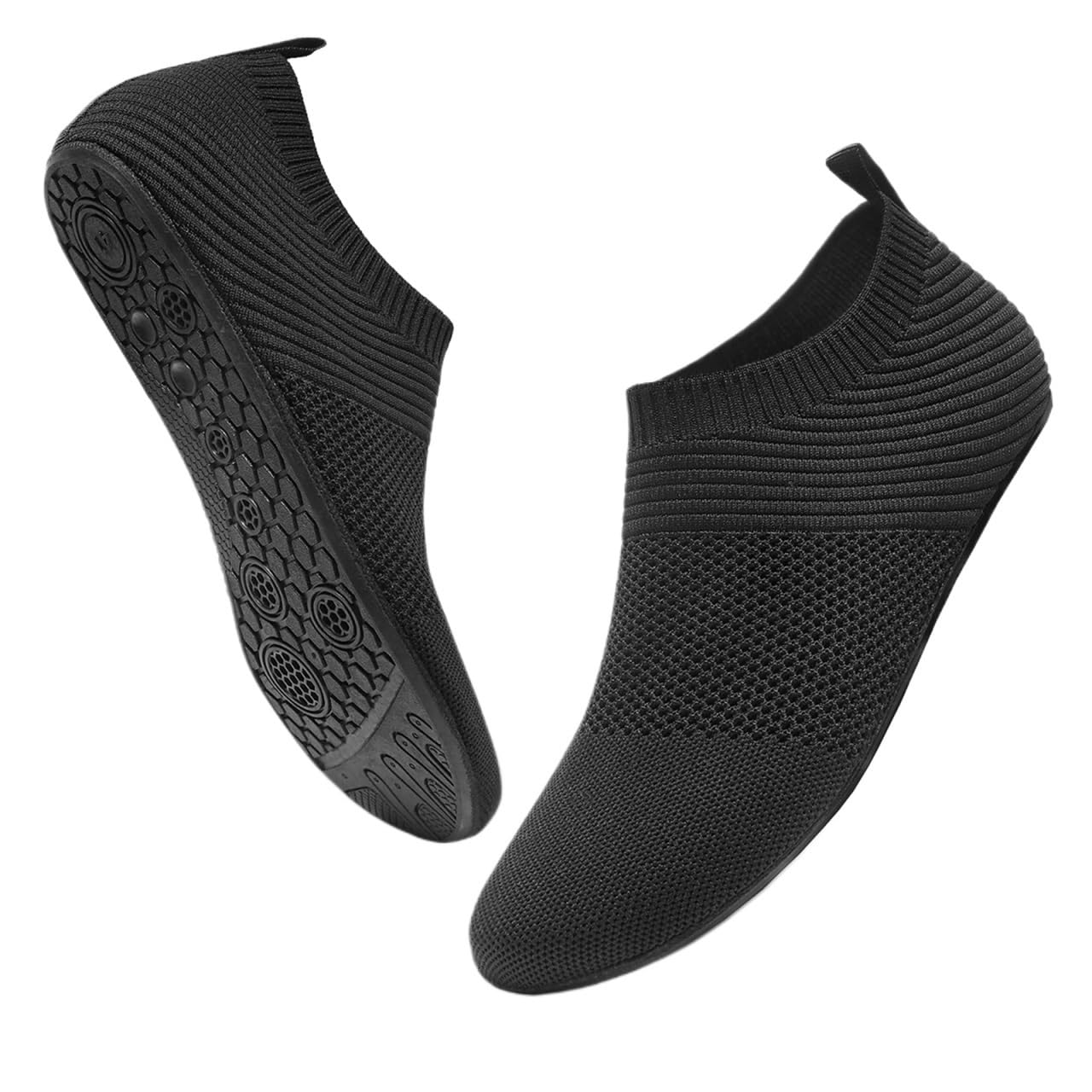 Zapatos De Agua Zapatos de agua for mujer y hombre, zapatos de agua descalzos, calcetines acuáticos de secado rápido for playa, natación, surf, deportes acuáticos Para Surfear, Bucear(Black,40)