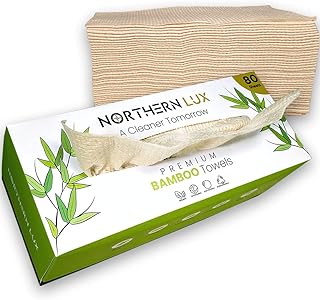 Northern Lux Disposable Bamboo Face Towels (80 Sheets) | Organic Biodegradable Dry Face Wipes | Strong, Soft, and Fragrance Free Bamboo for Makeup Removal Face Care | Disposable and Sustainable