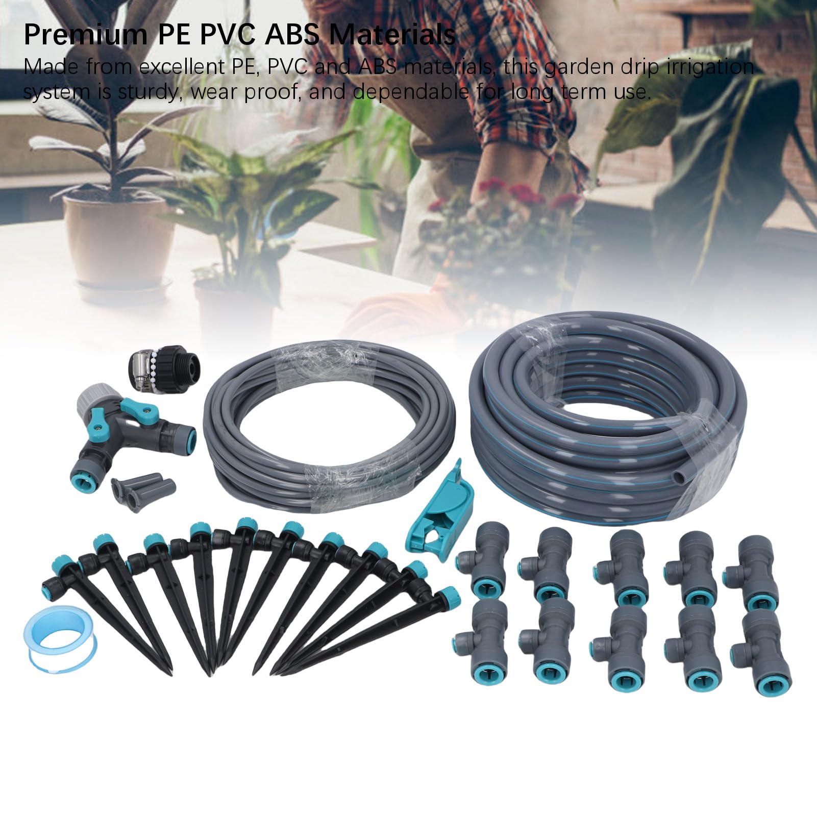 Präzises Tropfbewässerungssystem-Set mit 32,8 Fuß Länge und 8 Löchern für die Pflanzenbewässerung Im Garten, Verstellbare Düsen, Flexible Schläuche, Vielseitige Anwendungen für Rasen,