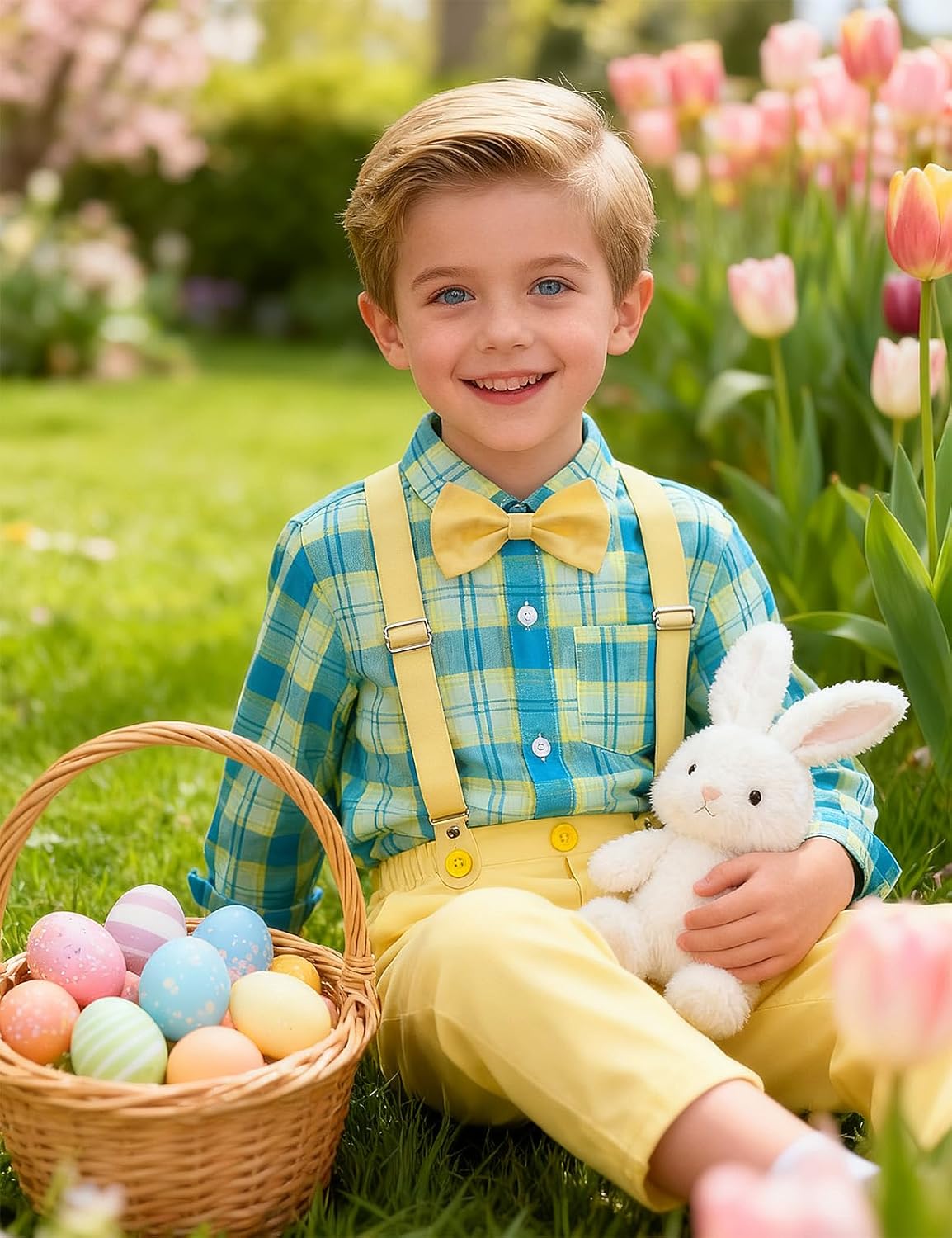 A&J DESIGN Toddler Boy Suit Formal Outfit Baby Dress Clothes Kids Set 12 Months-6 Years, Shirt & Pants & Bow Tie & Suspender