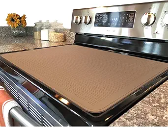 Stove Top Cover for Electric Stove - Silicone Stove Mat for Glass Top, Glass Cooktop Protector, XL Dish Drying Mats For Kitchen,Oven Covers for Electric Stove (Caramel,30 x 21)