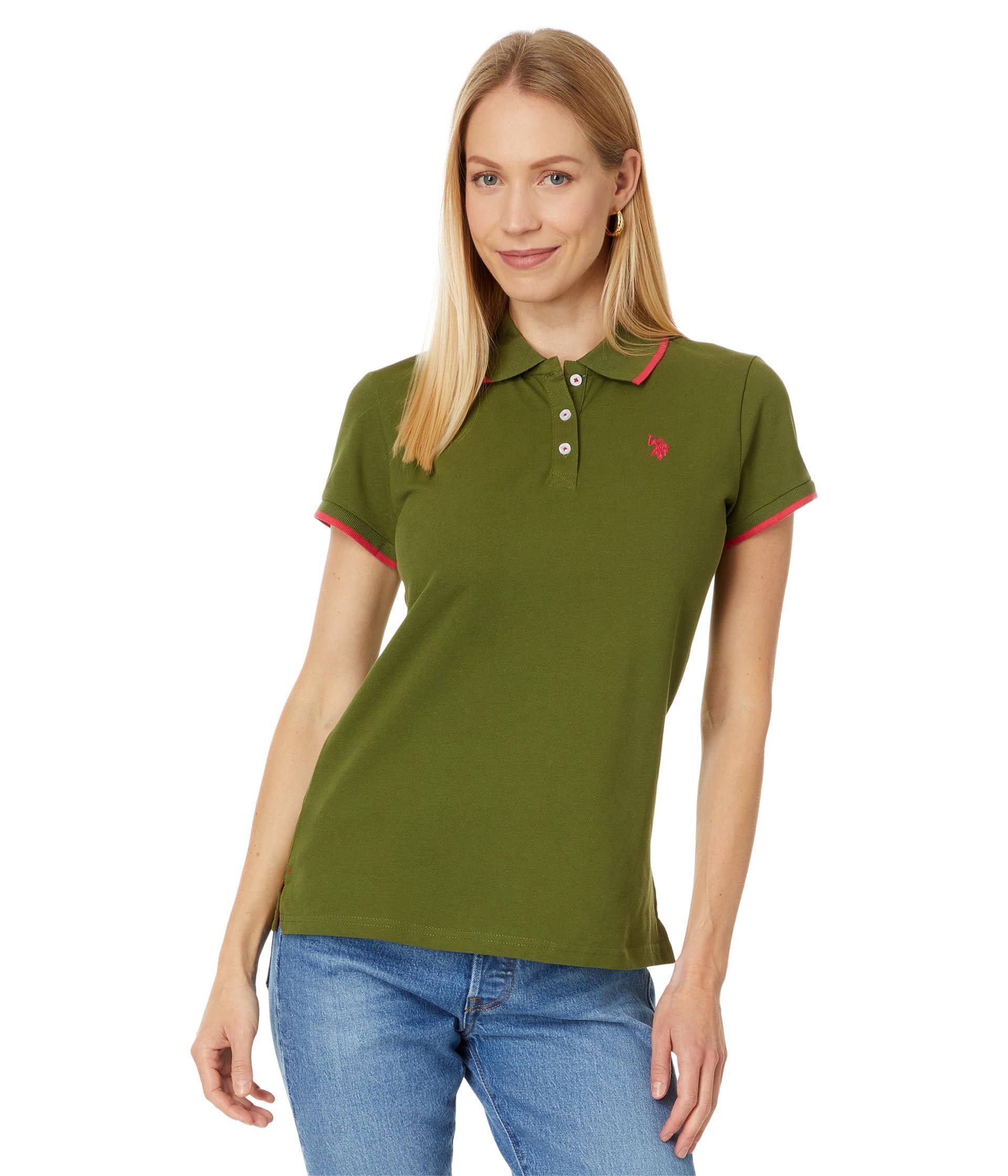 U.S. Polo Assn.U.S. Polo Assn. Women's Classic Stretch Pique Polo Shirt - Ladies Cotton Golf Shirt, Women's Polo Shirts for Work, School
