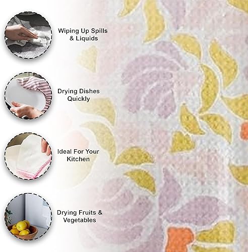 Miniatura 2 de Wildflowers - Toallas de cocina de microfibra  Patrón de color rosa y morado  Toalla de cocina de tela de gofre  Toallas de cocina súper