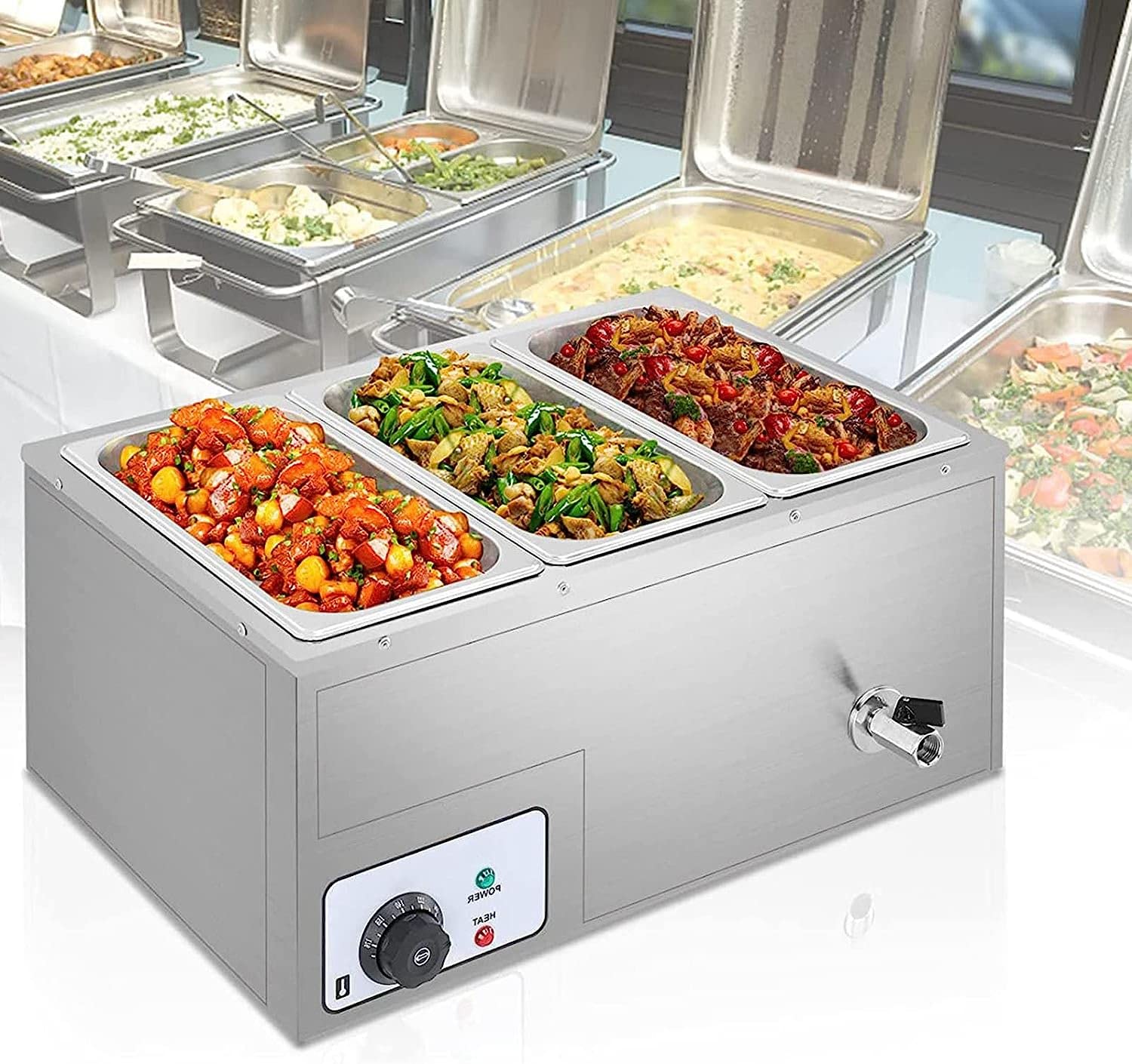【動作確認済み】業務用 フードウォーマー 電気式 ビュッフェ Amazon.co.jp: 業務用フードウォーマー 3 パン 850W 電気カウンター