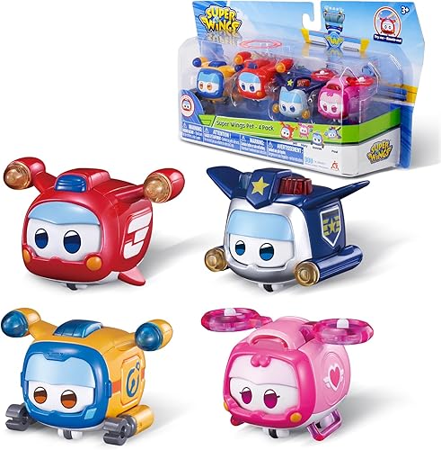Super Wings Super Pets - Colección Super Pets Jett, Donnie, Paul, Dizzy, figura de acción de vehículos, Superwings Transformando avión a robot,
