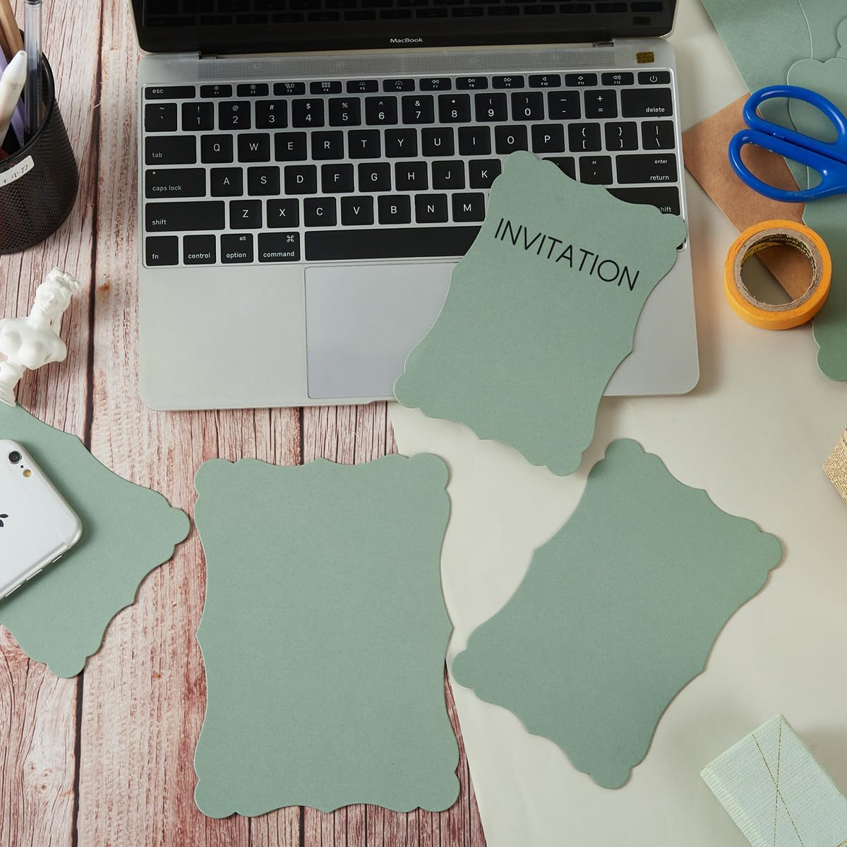 Homtable 50 Pack Sage-Green Blank Cards Cardstock Thick Kraft Paper Brown Greeting Cards for DIY Gift Card Menus, Baby Shower and Wedding Invitations (4x6IN) - Image 6