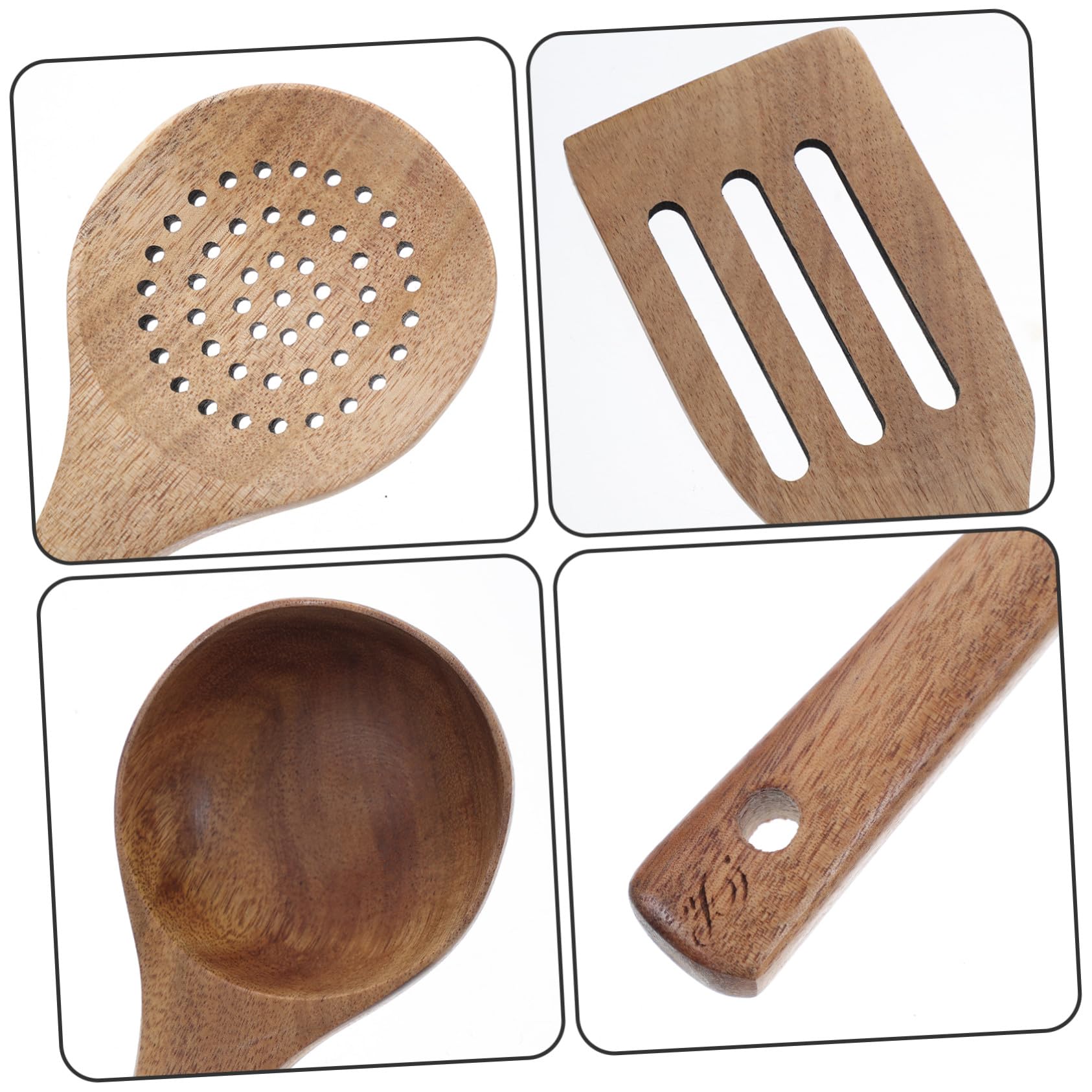 Gatuida Utensili Da Cucina in Legno Naturale Per Girare Mescolare e Servire i Pasti Quotidiani Include Cucchiai Spatole Grande Mestolo Per Zuppa Resistenti Al Calore Per Pentole Antiaderen
