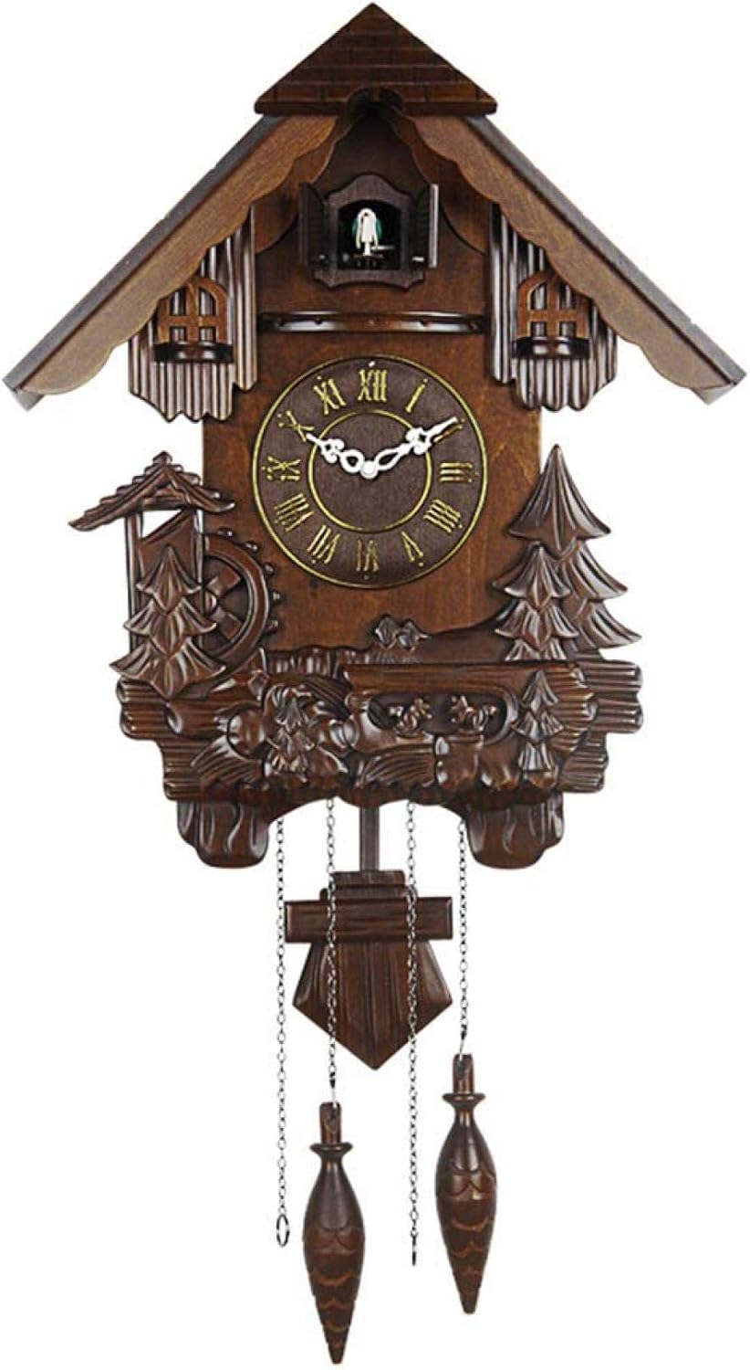 Cuckoo Clock, Traditional Black Forest House Clock Antique Wood Retro Pendulum Clock Office Home Décor Decoration, 31.4 * 16.5 * 6.5 inch (Brown 31.4 * 16.5 * 6.5 inch)