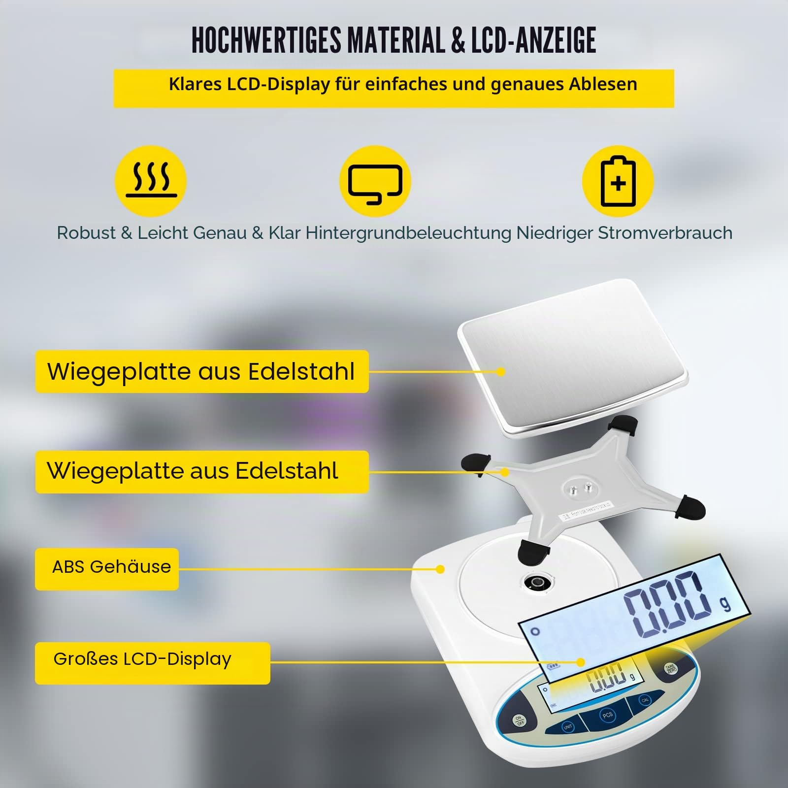 VEVOR Präzisionswaage 5000g 0.01g Hochpräzise Digitale Elektronische Waage Labor-Analysewaagen Laborwaage Schulwaage Schmuckwaage Feinwaage digital Milligramm Waage Digitalwaage Kalibriergewicht
