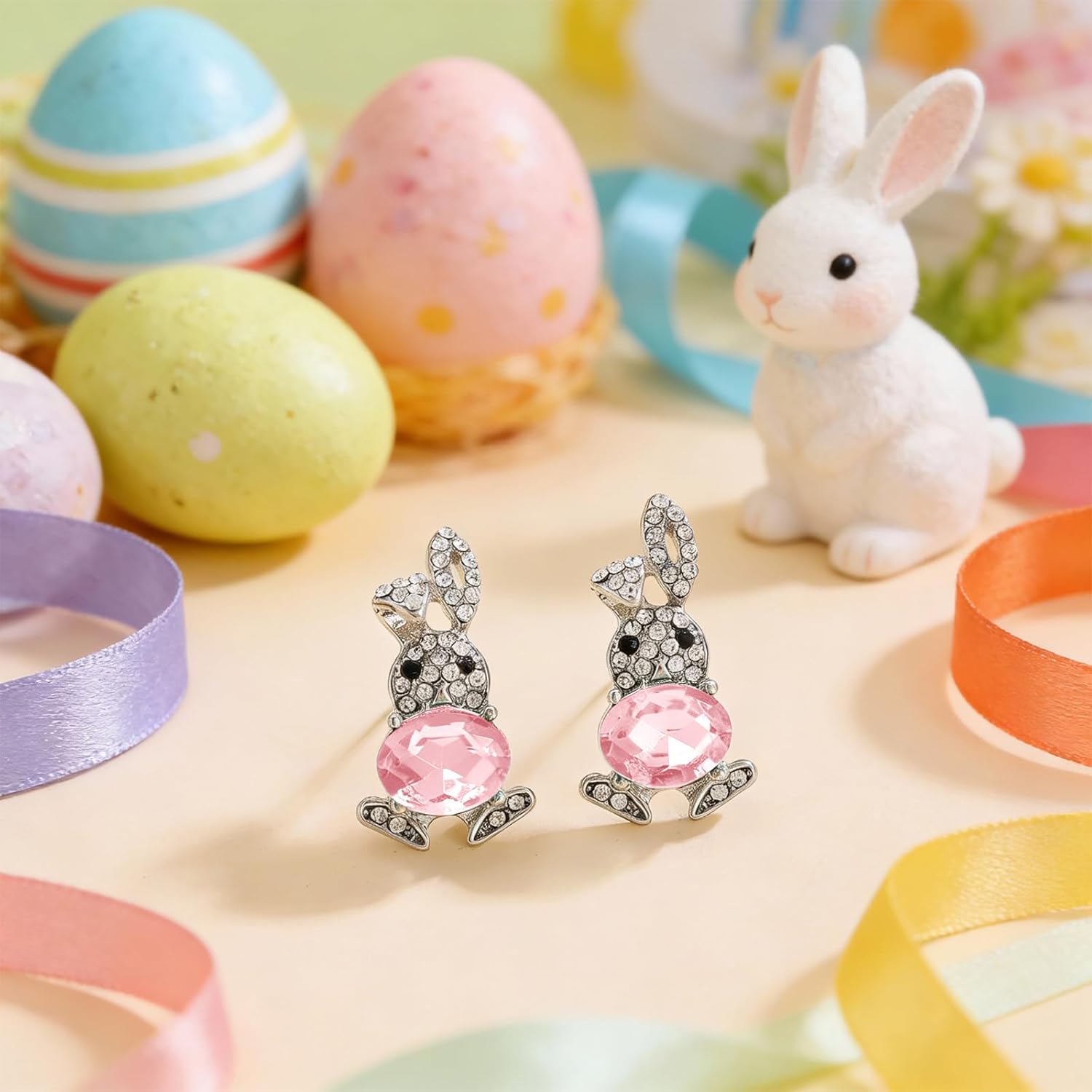 Easter Earrings for Women Cute Sparkly Rhinestone Bunny Rabbit Crystal Spring Holiday Trendy Fashion Jewelry Gifts - Image 7