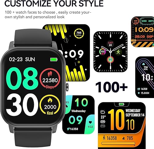 Miniatura 7 de Reloj inteligente (respuestahacer llamada), relojes inteligentes HD de 1.83 pulgadas para hombres y mujeres, IP68 impermeable rastreador de fitness