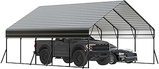 20'x25' Metal Carport, Heavy Duty Car Ports Kit for Trucks, Boats, RV, Tractor, Reinforced Frame with Anchors, Easy Assembly