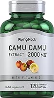 Vista 1 de Piping Rock Camu Camu Cápsulas 2000mg 120 pastillas Extracto de fruta con vitamina C Suplemento sin OMG, sin gluten