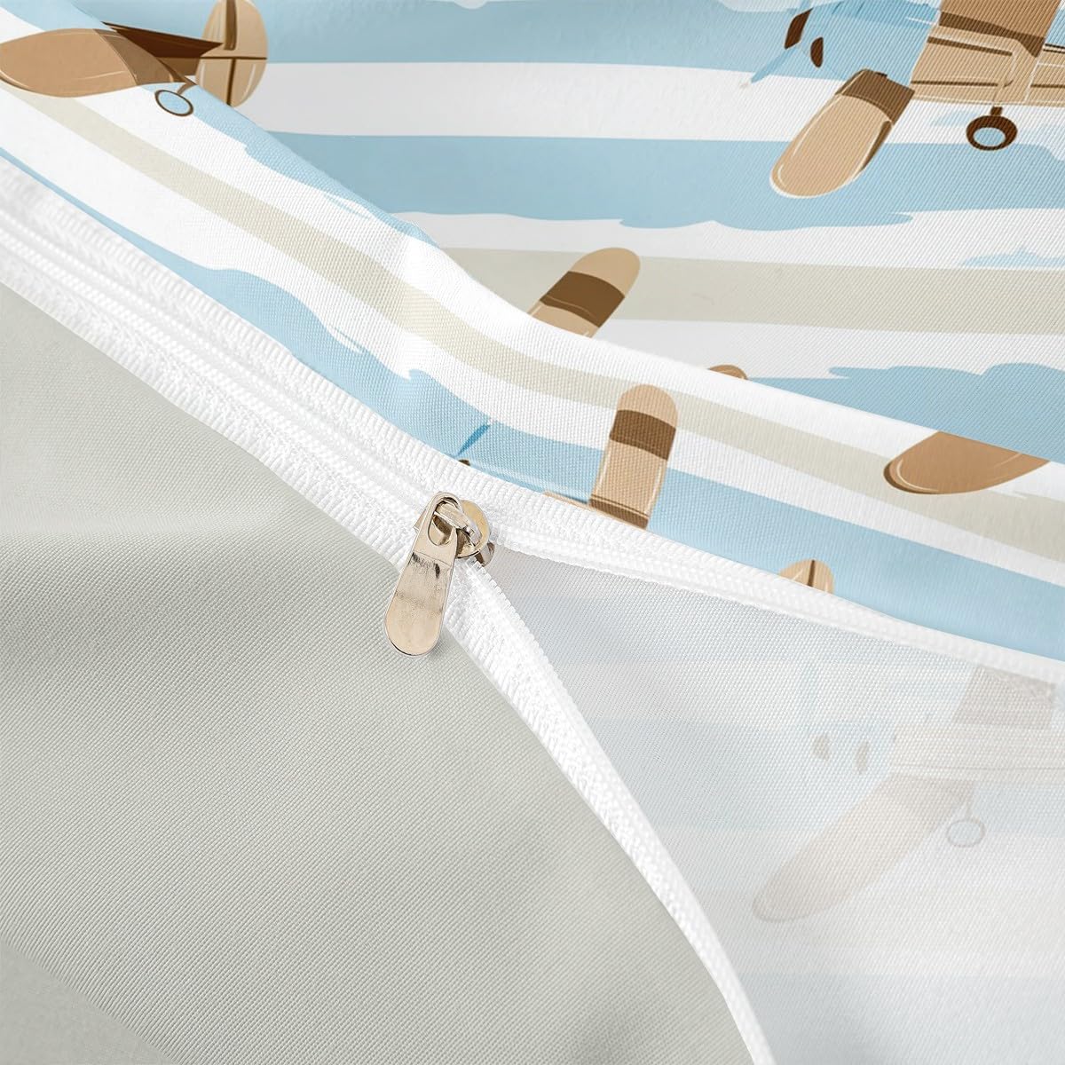Homewish Retro Samolot King Zestawy Poszwa Na Kołdrę Kreskówka Latający Samolot Pościel Nowoczesna Kremowa Niebieskie Paski Kołdra Poszewka Śliczne Samoloty Zestaw Łóżek