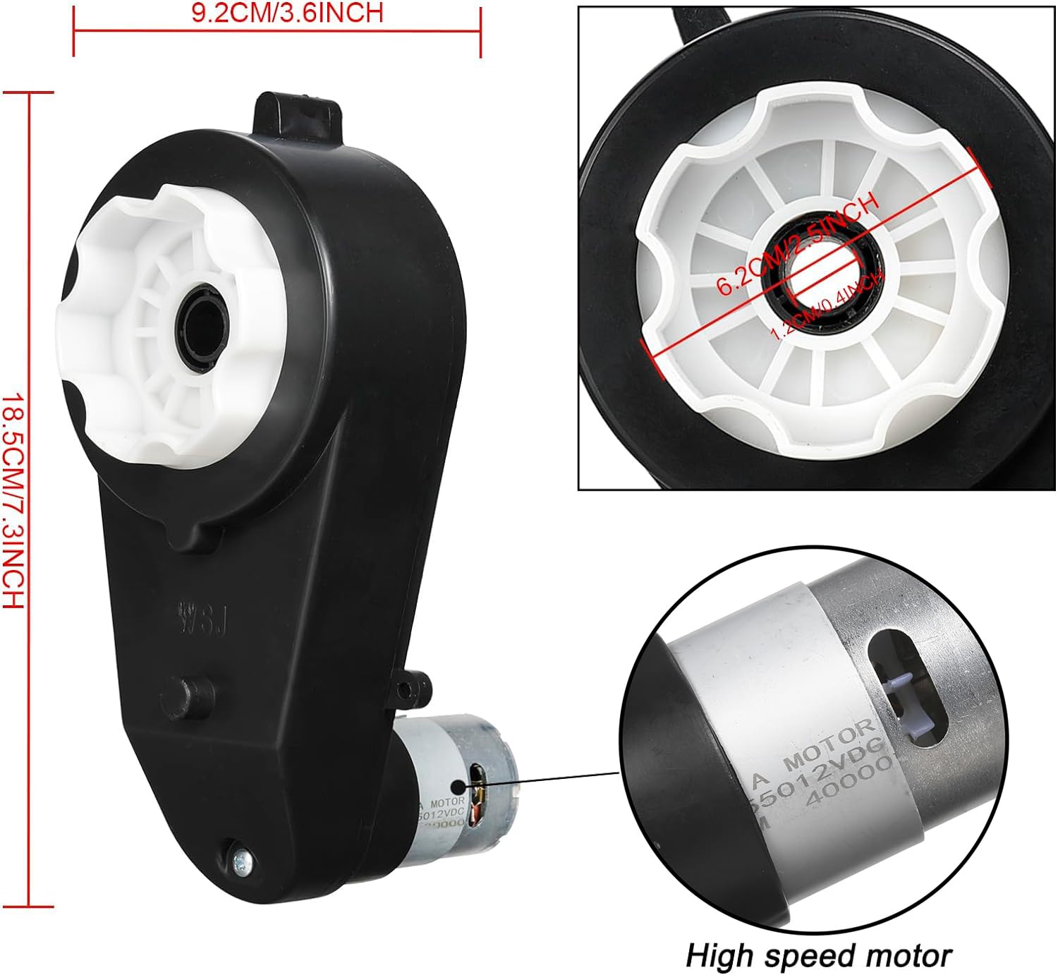 12V Ride On Upgrade Motor Gearbox 2Pcs12V RS550 40000RPM Powered Wheels Electric Motor High Speed Engine Jeep Kid Trax Upgrade Replacement Parts