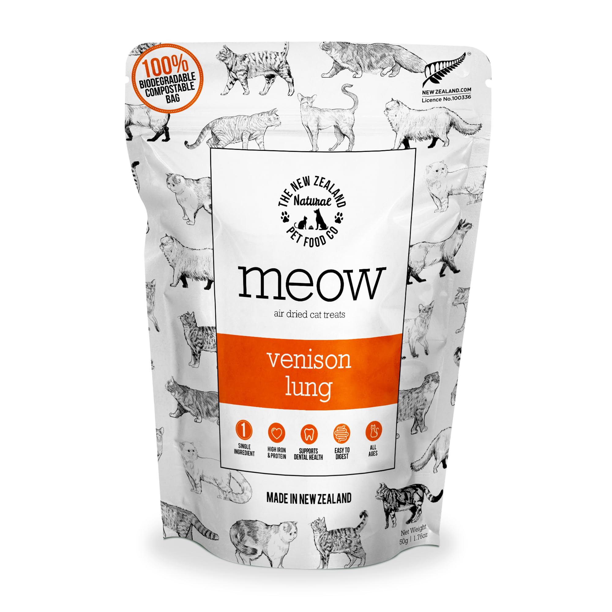 The New Zealand Natural Pet Food Co Meow Freeze Dried Cat Treats - New Zealand Green Mussel, High Protein, Healthy Cat Snacks and Toppers, All Natural for All Life Stages, 1.76 oz